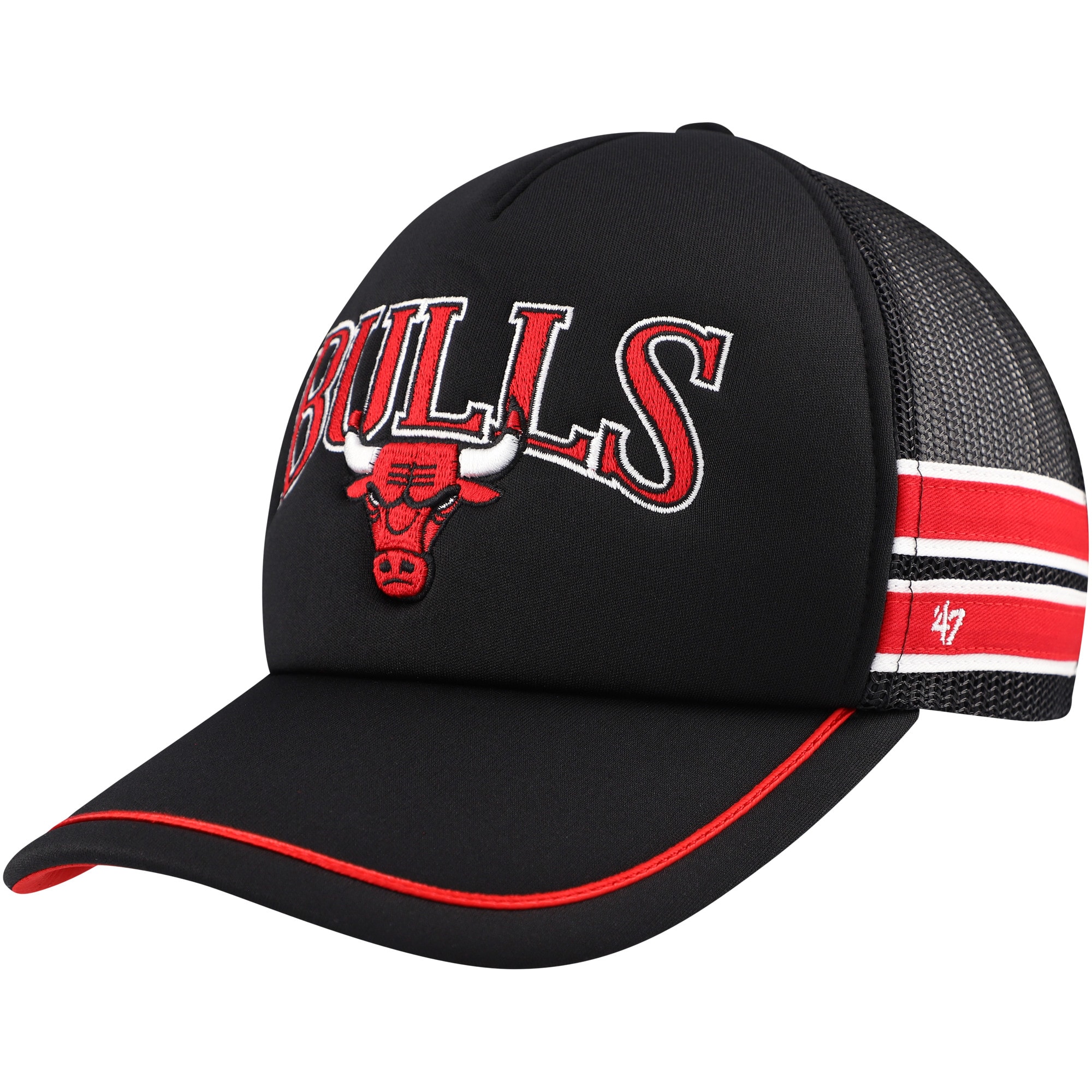NBA men8217s chicago bulls 821747 black sidebrand stripes trucker adjustable hat Collection - Official Jerseys & Hats | NBA Store