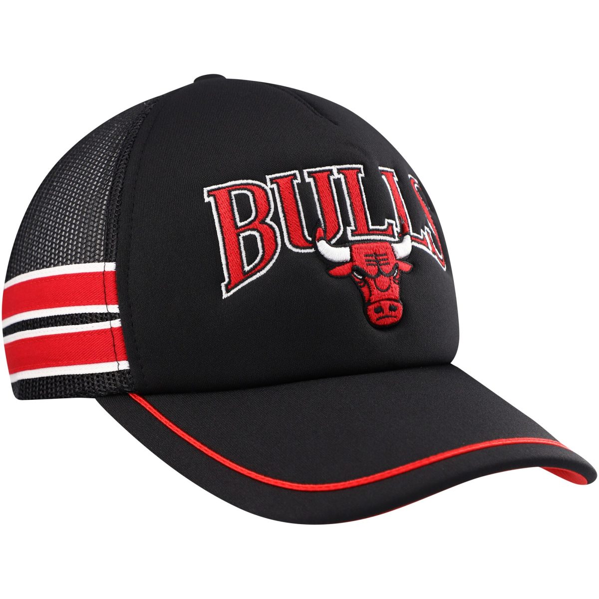 NBA men8217s chicago bulls 821747 black sidebrand stripes trucker adjustable hat Collection - Official Jerseys & Hats | NBA Store