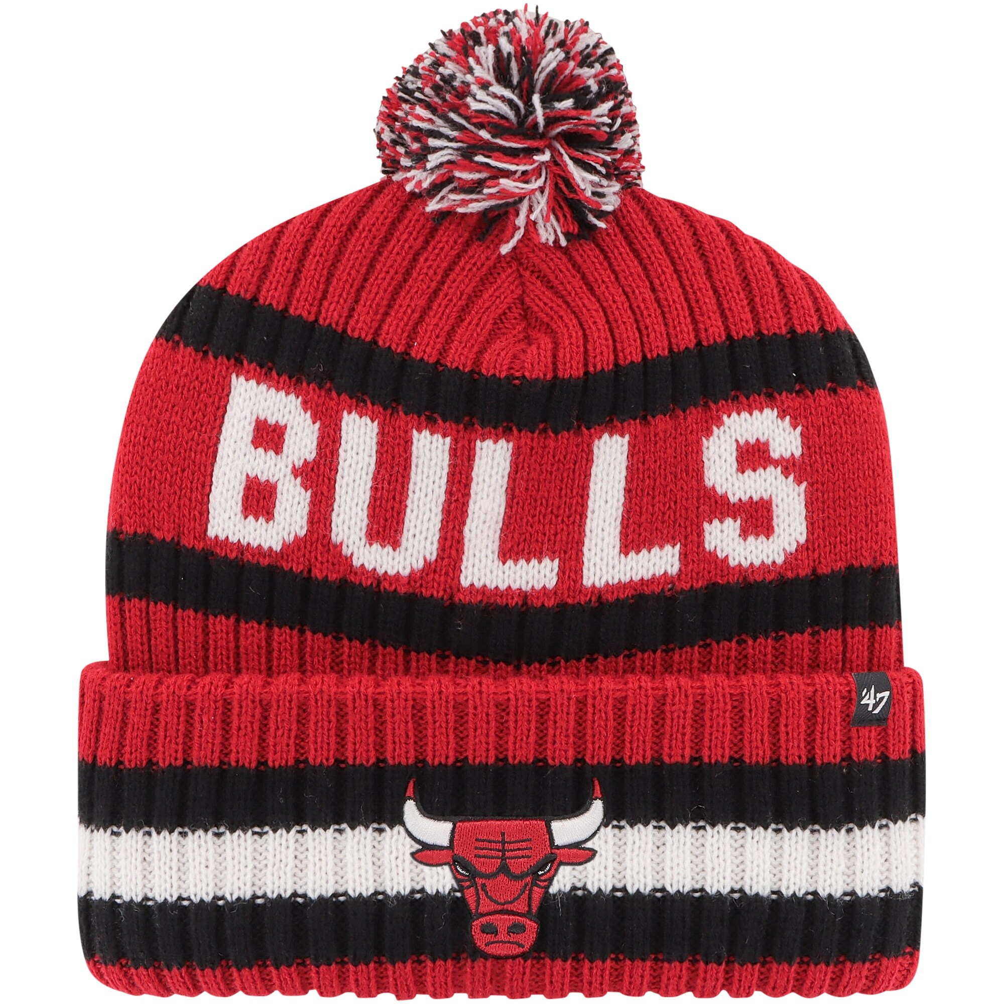 NBA men8217s chicago bulls 821747 red bering cuffed knit hat with pom Collection - Official Jerseys & Hats | NBA Store