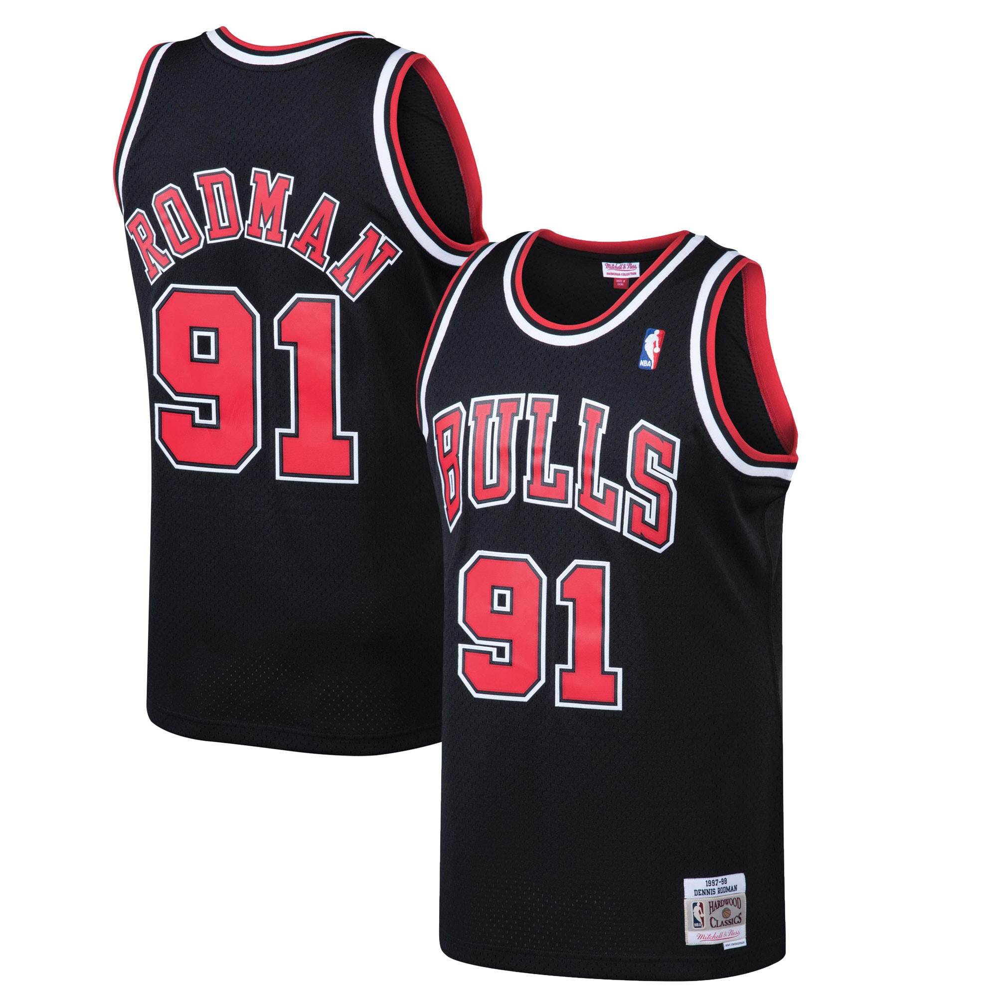 NBA men8217s chicago bulls dennis rodman mitchell amp ness black 199798 hardwood classics swingman jersey Collection - Official Jerseys & Hats | NBA Store