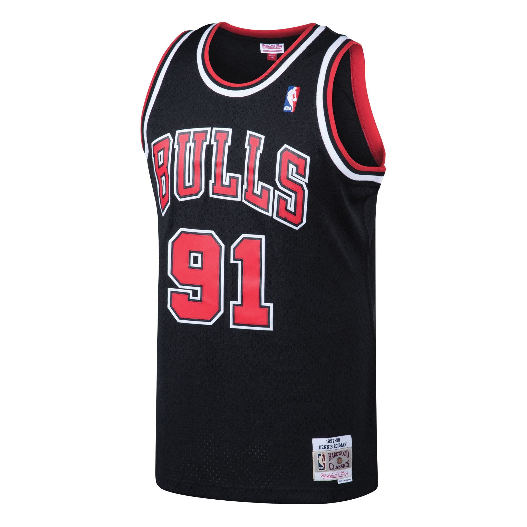 NBA men8217s chicago bulls dennis rodman mitchell amp ness black 199798 hardwood classics swingman jersey Collection - Official Jerseys & Hats | NBA Store