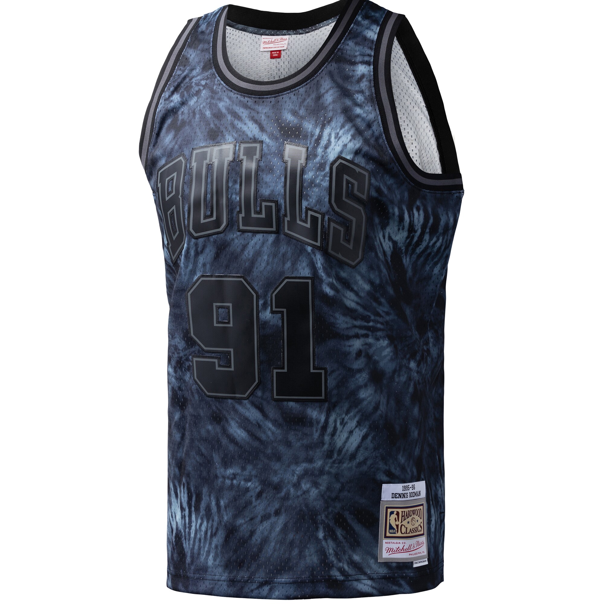 NBA men8217s chicago bulls dennis rodman mitchell amp ness black hardwood classics 199596 tie-dye swingman jersey Collection - Official Jerseys & Hats | NBA Store