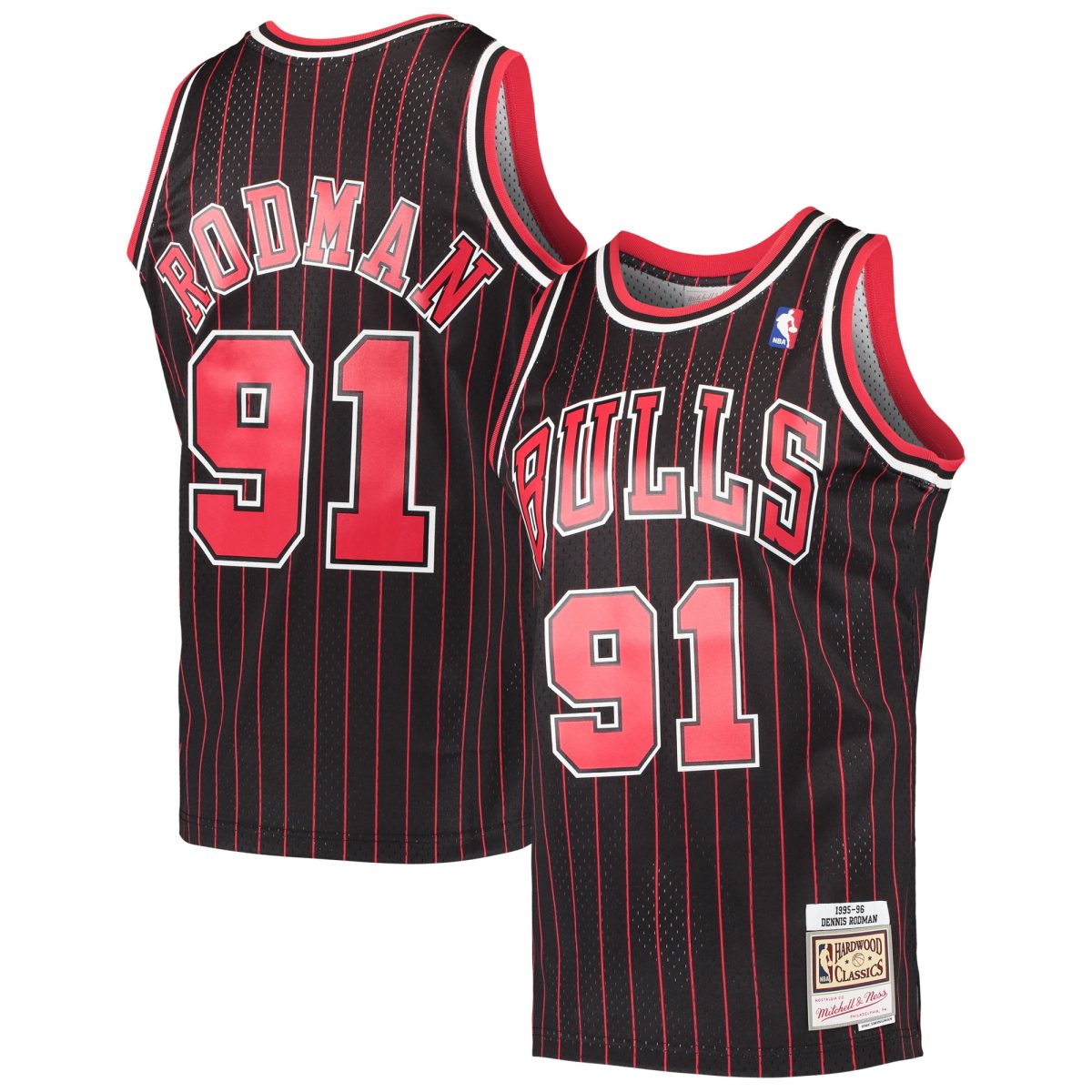 NBA men8217s chicago bulls dennis rodman mitchell amp ness black hardwood classics swingman jersey Collection - Official Jerseys & Hats | NBA Store