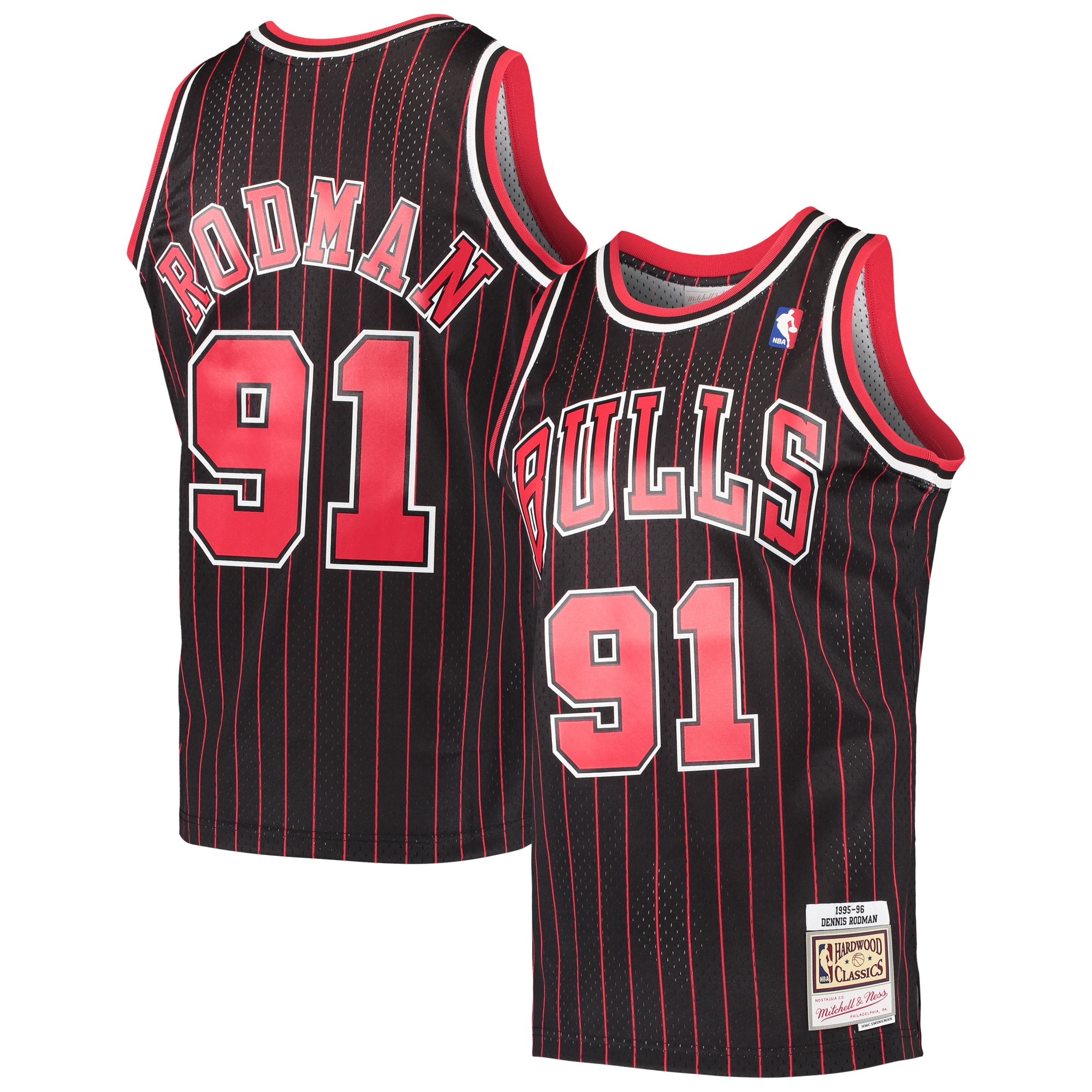 NBA men8217s chicago bulls dennis rodman mitchell amp ness black hardwood classics swingman jersey Collection - Official Jerseys & Hats | NBA Store