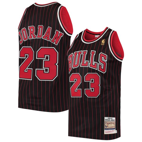 NBA men8217s chicago bulls michael jordan mitchell amp ness black 199697 hardwood classics authentic jersey Collection - Official Jerseys & Hats | NBA Store
