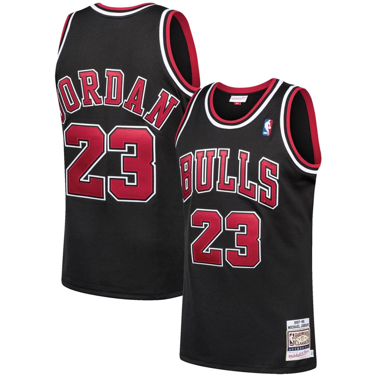 NBA men8217s chicago bulls michael jordan mitchell amp ness black 199798 hardwood classics authentic jersey Collection - Official Jerseys & Hats | NBA Store