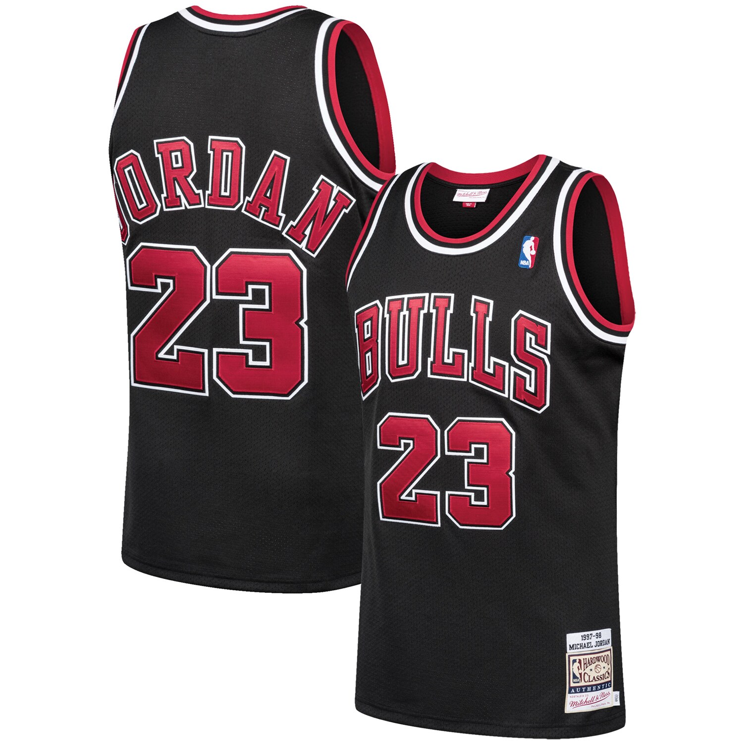 NBA men8217s chicago bulls michael jordan mitchell amp ness black 199798 hardwood classics authentic jersey Collection - Official Jerseys & Hats | NBA Store