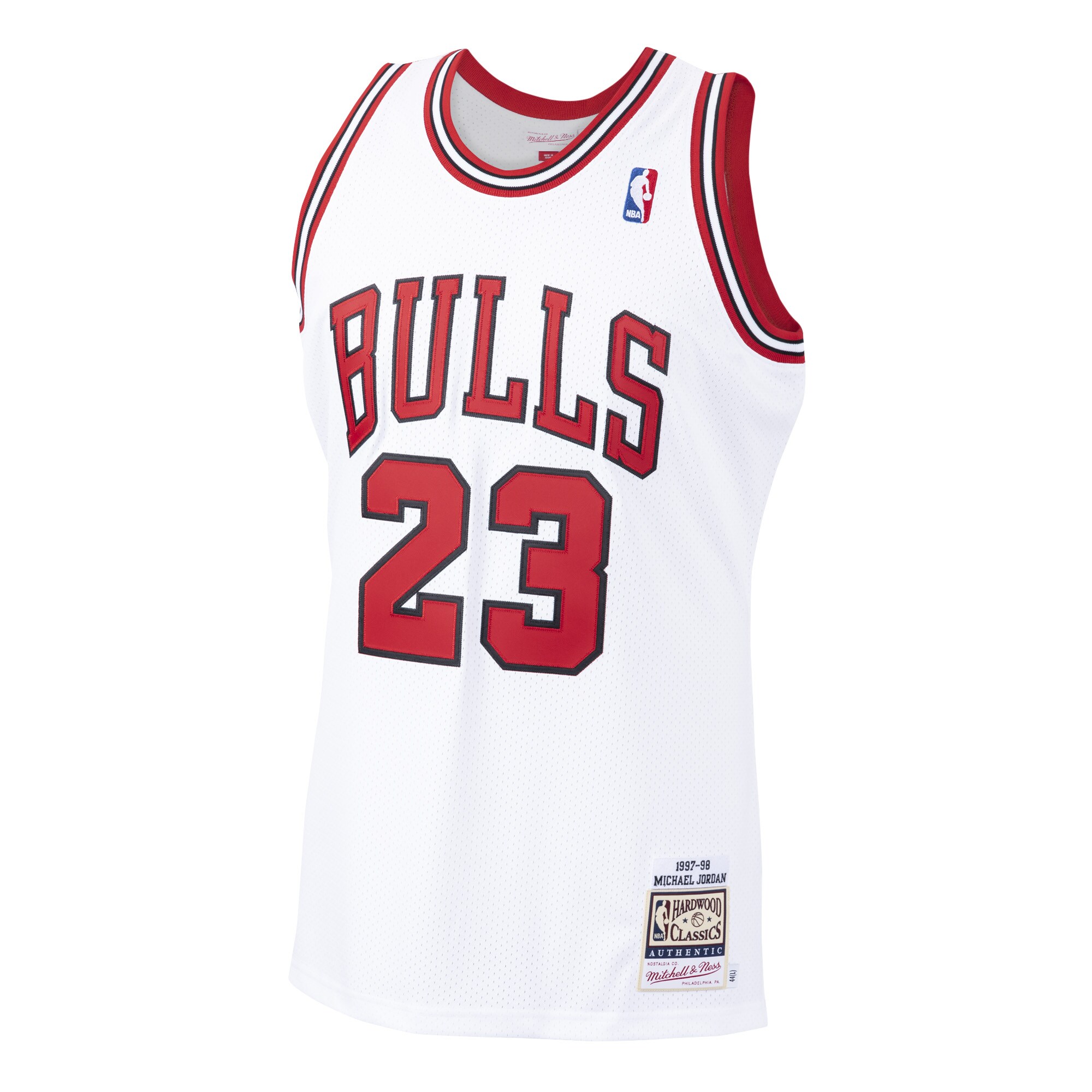 NBA men8217s chicago bulls michael jordan mitchell amp ness white 199798 hardwood classics authentic jersey Collection - Official Jerseys & Hats | NBA Store