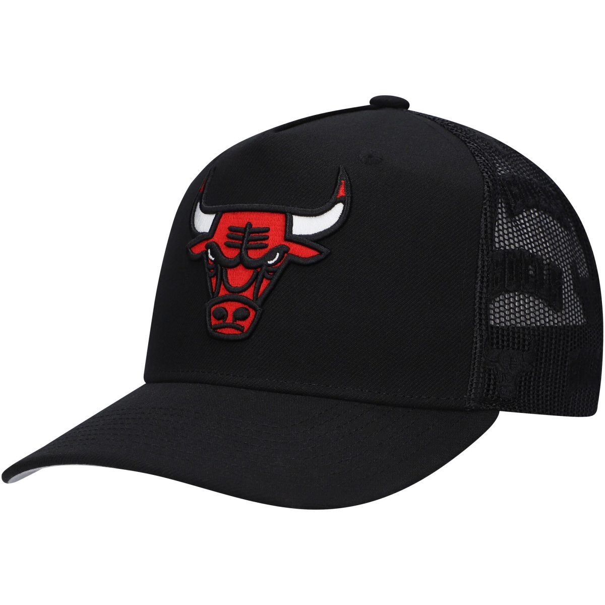 NBA men8217s chicago bulls mitchell amp ness black monogram allover logo mesh trucker adjustable hat Collection - Official Jerseys & Hats | NBA Store