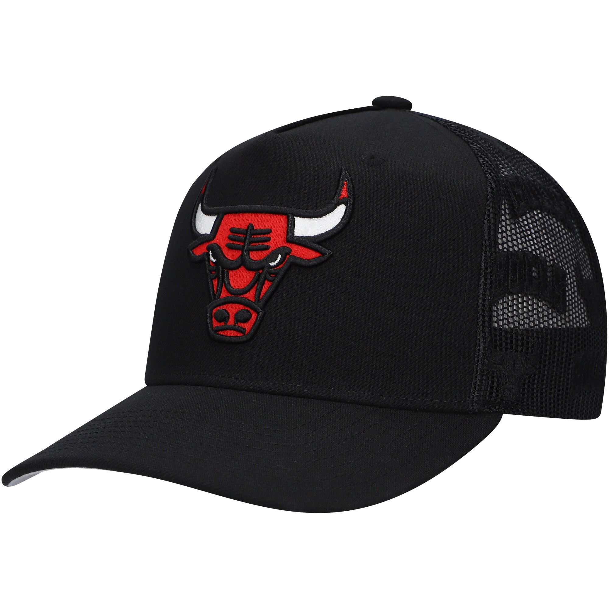 NBA men8217s chicago bulls mitchell amp ness black monogram allover logo mesh trucker adjustable hat Collection - Official Jerseys & Hats | NBA Store