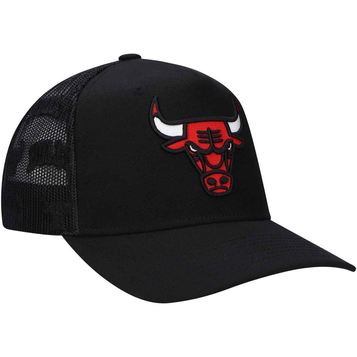 NBA men8217s chicago bulls mitchell amp ness black monogram allover logo mesh trucker adjustable hat Collection - Official Jerseys & Hats | NBA Store