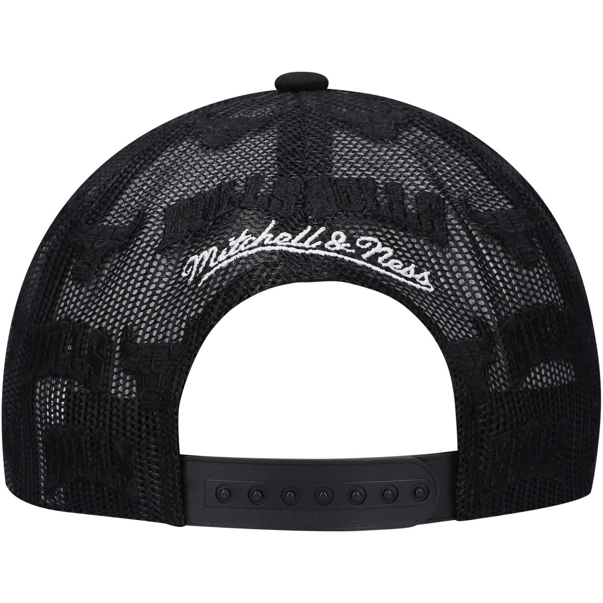 NBA men8217s chicago bulls mitchell amp ness black monogram allover logo mesh trucker adjustable hat Collection - Official Jerseys & Hats | NBA Store