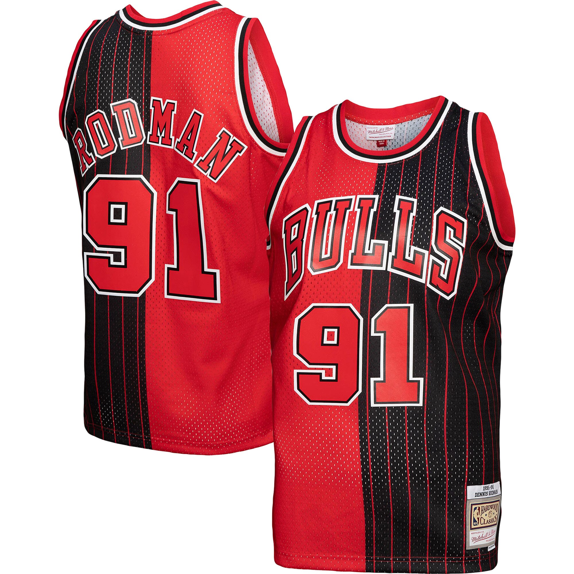 NBA men8217s chicago bulls mitchell amp ness redblack big amp tall hardwood classics 199596 split swingman jersey Collection - Official Jerseys & Hats | NBA Store