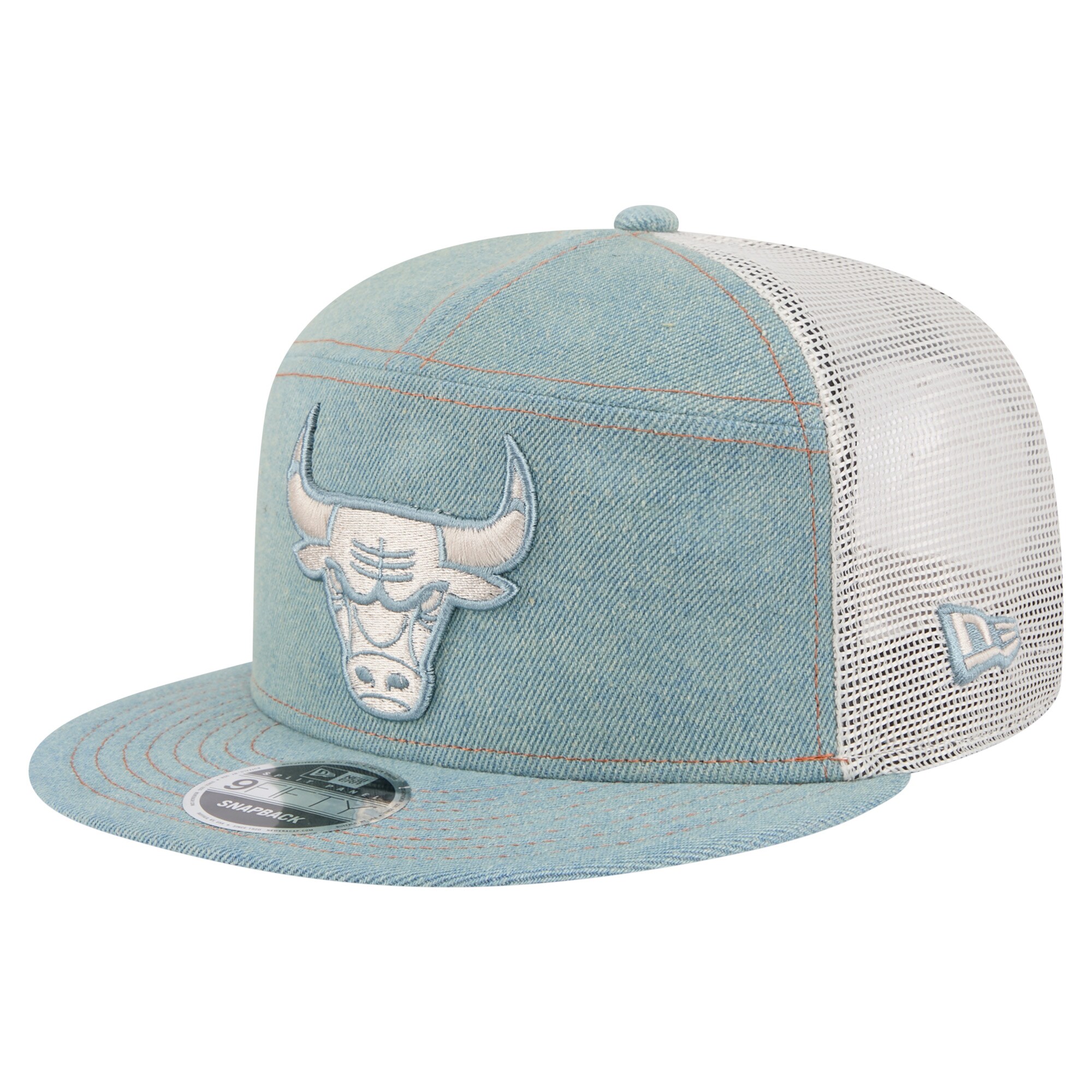 NBA men8217s chicago bulls new era adventure denim split panel 9fifty snapback trucker hat Collection - Official Jerseys & Hats | NBA Store