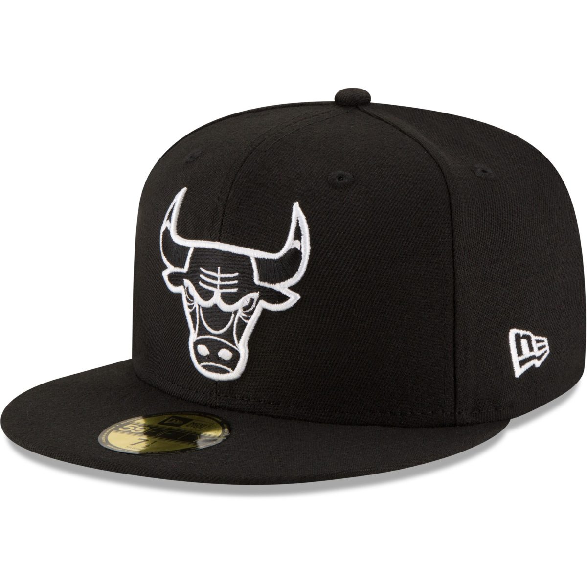 NBA men8217s chicago bulls new era black black amp white logo 59fifty fitted hat Collection - Official Jerseys & Hats | NBA Store