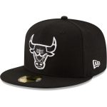 NBA men8217s chicago bulls new era black black amp white logo 59fifty fitted hat Collection - Official Jerseys & Hats | NBA Store