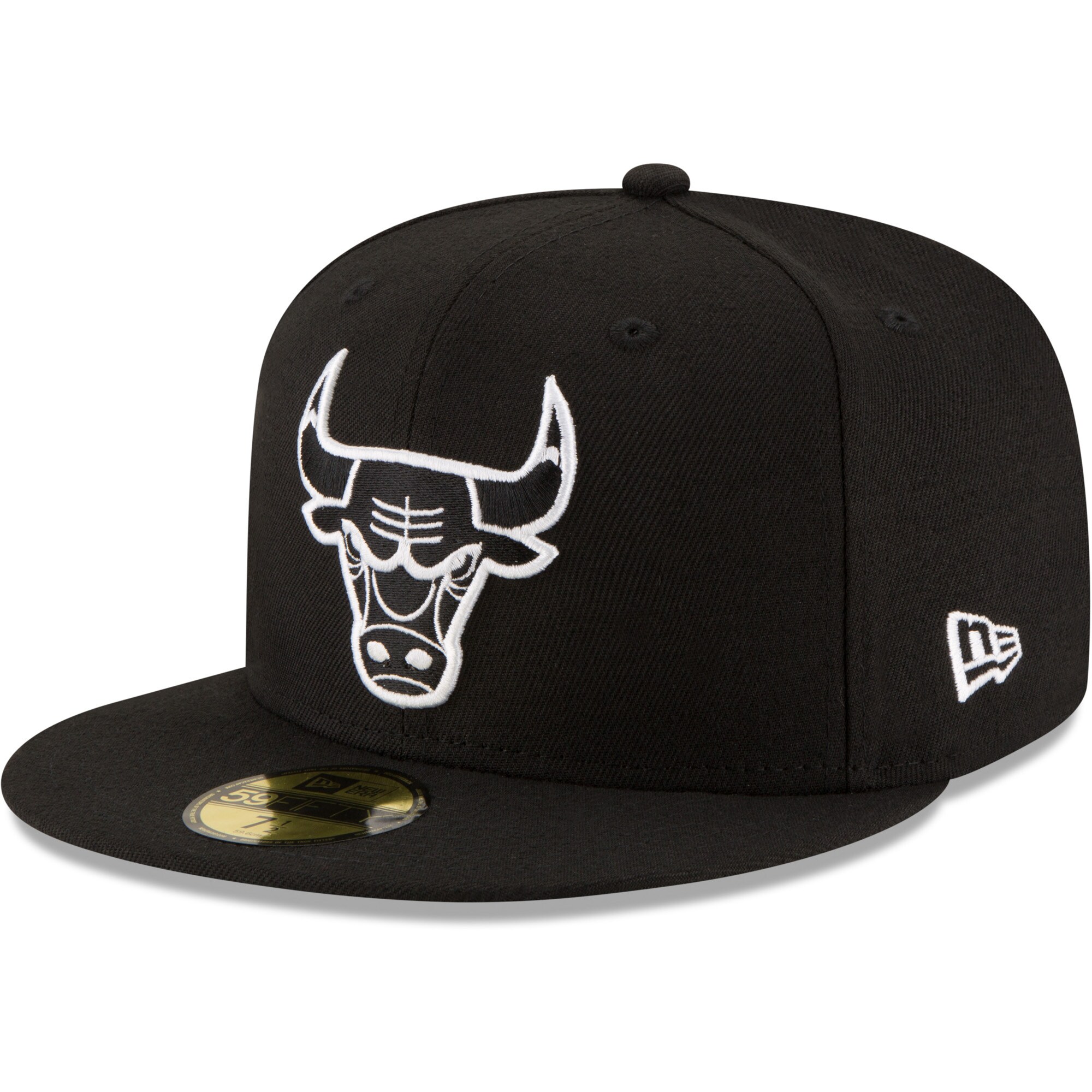 NBA men8217s chicago bulls new era black black amp white logo 59fifty fitted hat Collection - Official Jerseys & Hats | NBA Store