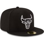 NBA men8217s chicago bulls new era black black amp white logo 59fifty fitted hat Collection - Official Jerseys & Hats | NBA Store