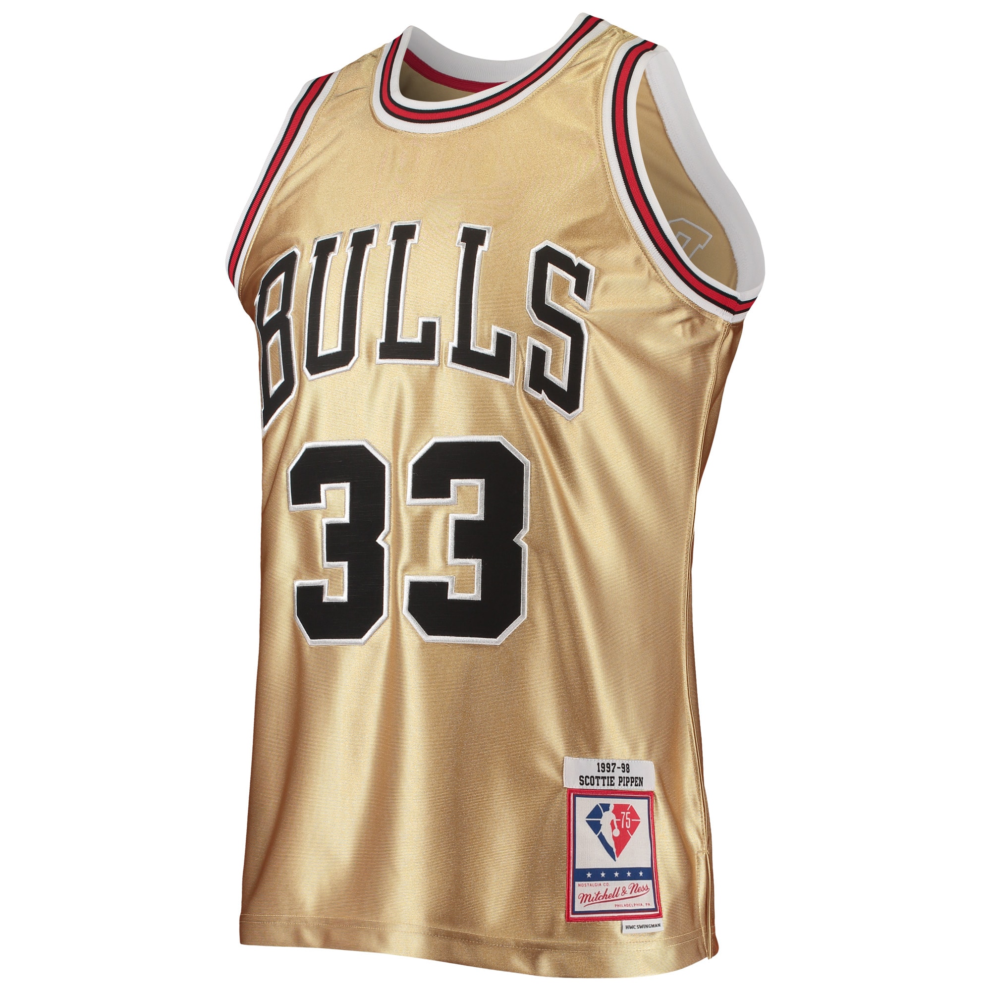 NBA men8217s chicago bulls scottie pippen gold mitchell amp ness 75th anniversary 199798 hardwood classics swingman jersey Collection - Official Jerseys & Hats | NBA Store