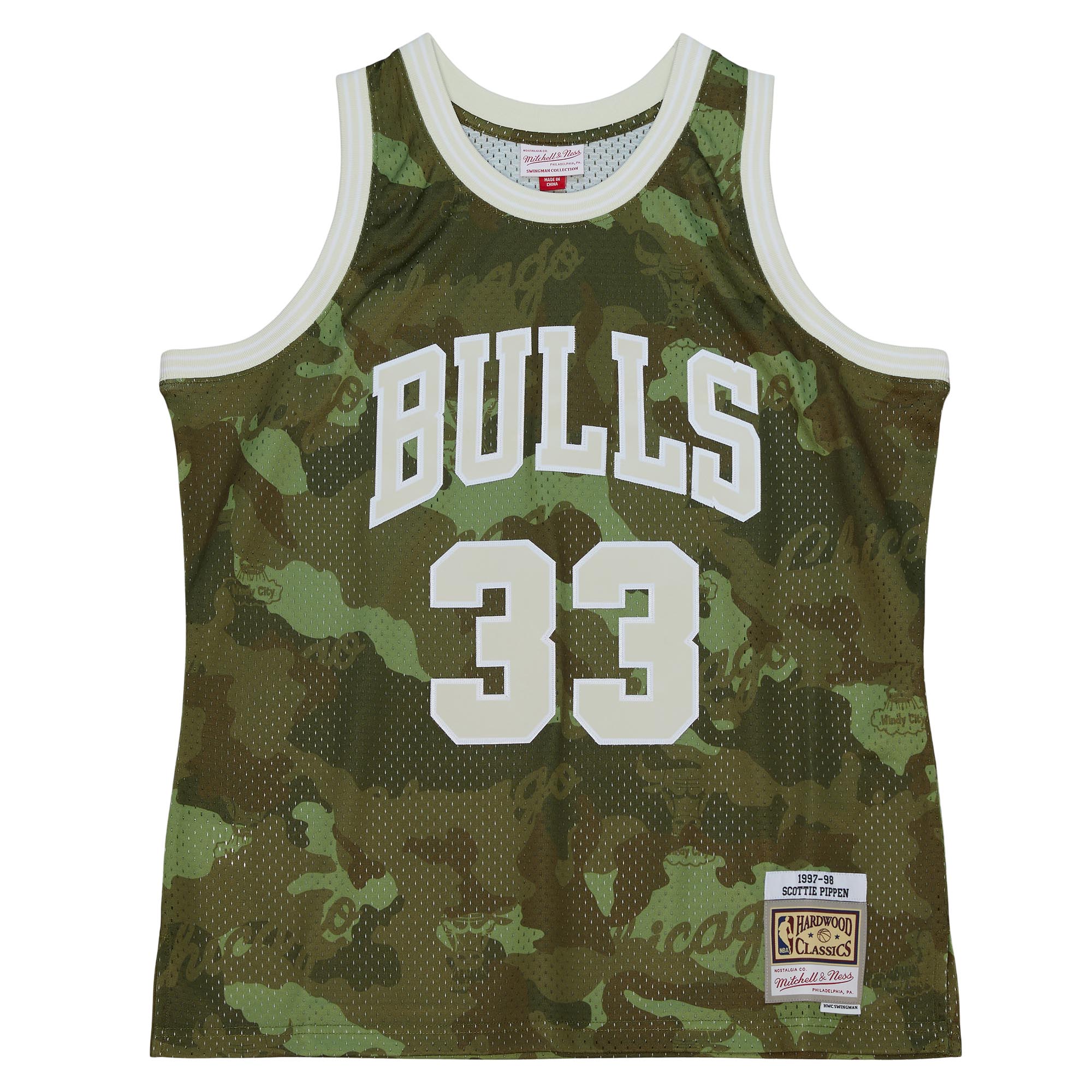 NBA men8217s chicago bulls scottie pippen mitchell amp ness camo hardwood classics 199798 ghost green swingman jersey Collection - Official Jerseys & Hats | NBA Store