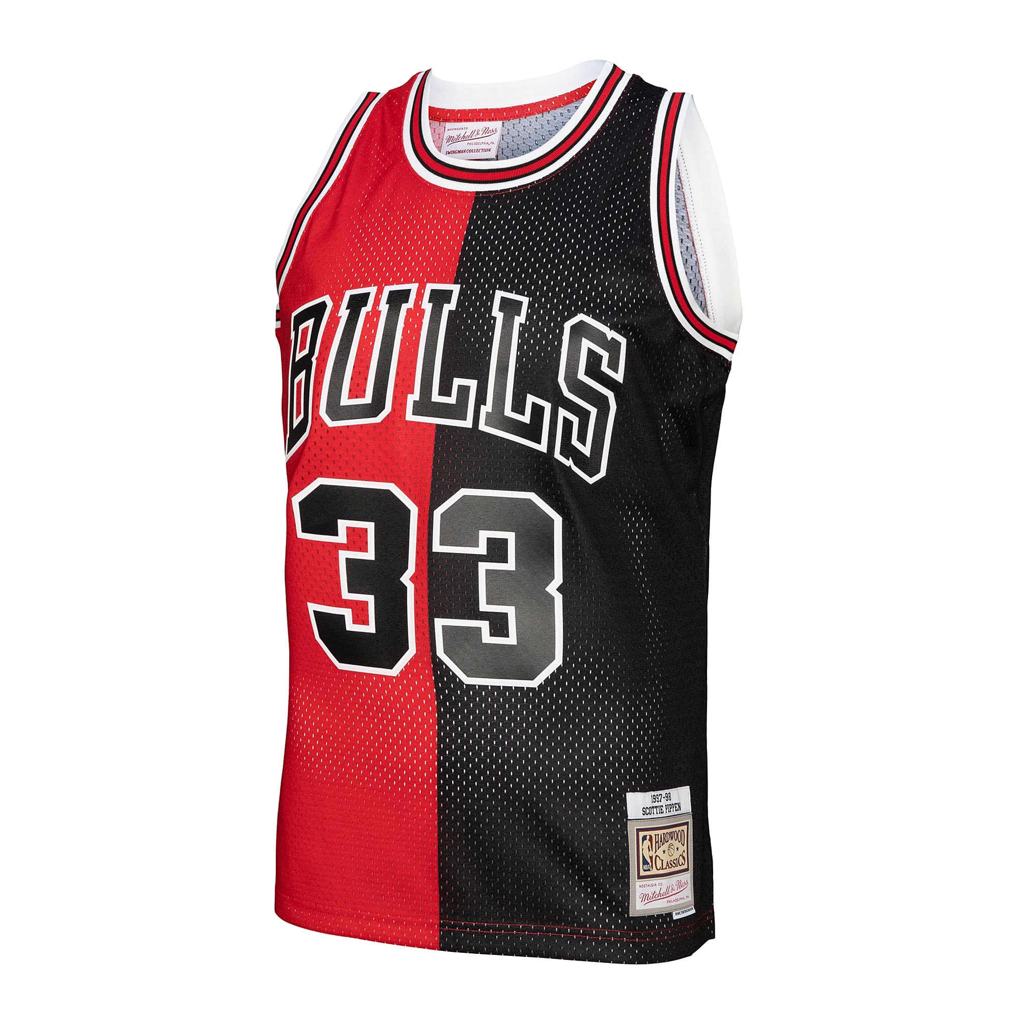 NBA men8217s chicago bulls scottie pippen mitchell amp ness redblack hardwood classics 199798 split swingman jersey Collection - Official Jerseys & Hats | NBA Store