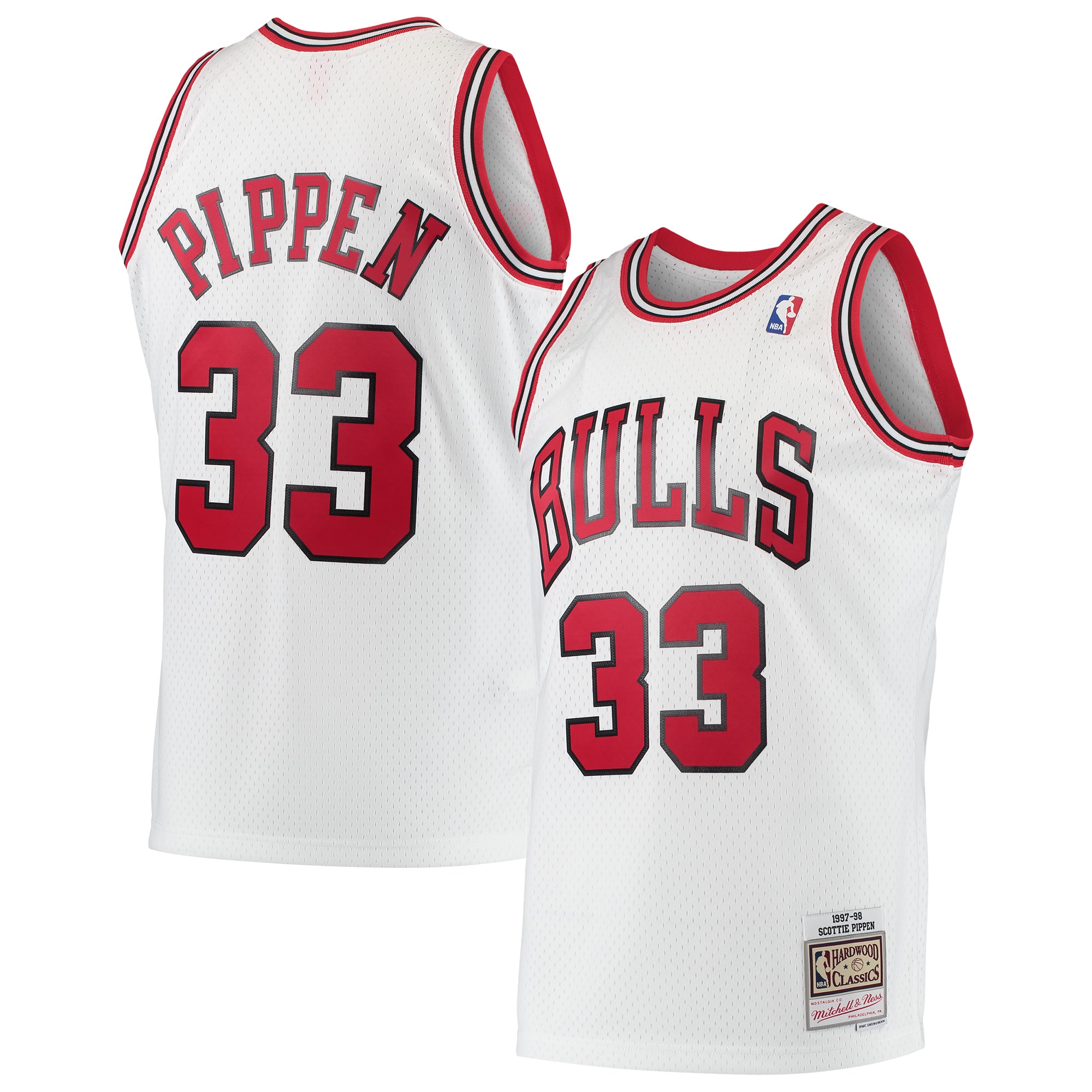NBA men8217s chicago bulls scottie pippen mitchell amp ness white hardwood classics swingman jersey Collection - Official Jerseys & Hats | NBA Store