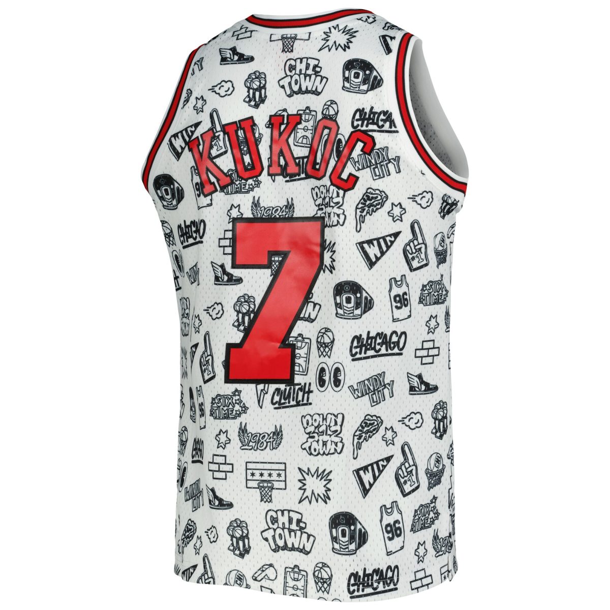 NBA men8217s chicago bulls toni kukoc mitchell amp ness white 199798 hardwood classics doodle swingman jersey Collection - Official Jerseys & Hats | NBA Store