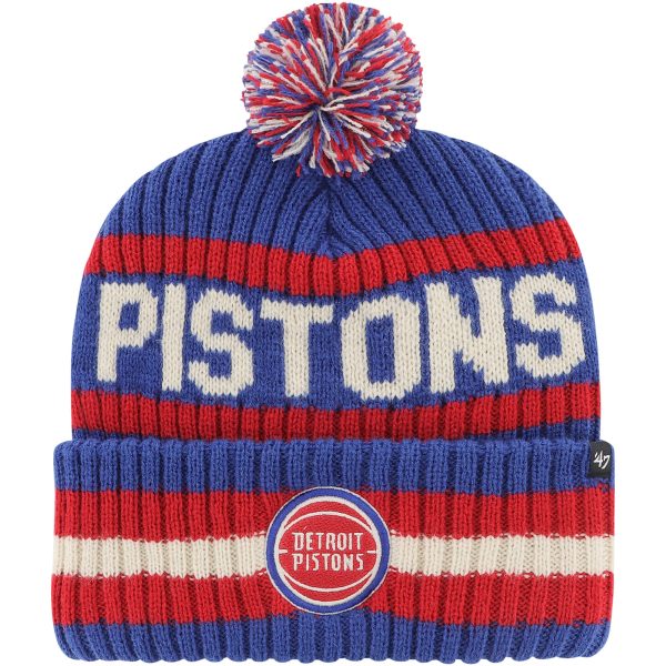 NBA men8217s detroit pistons 821747 blue bering cuffed knit hat with pom Collection - Official Jerseys & Hats | NBA Store