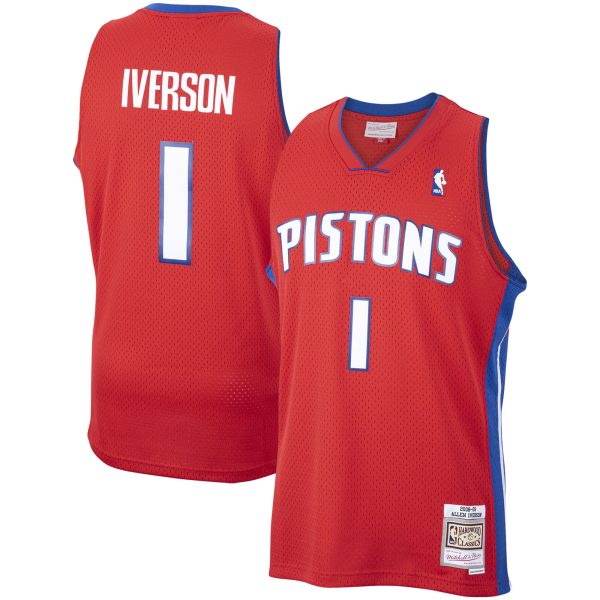 NBA men8217s detroit pistons allen iverson mitchell amp ness red 200809 hardwood classics swingman jersey Collection - Official Jerseys & Hats | NBA Store