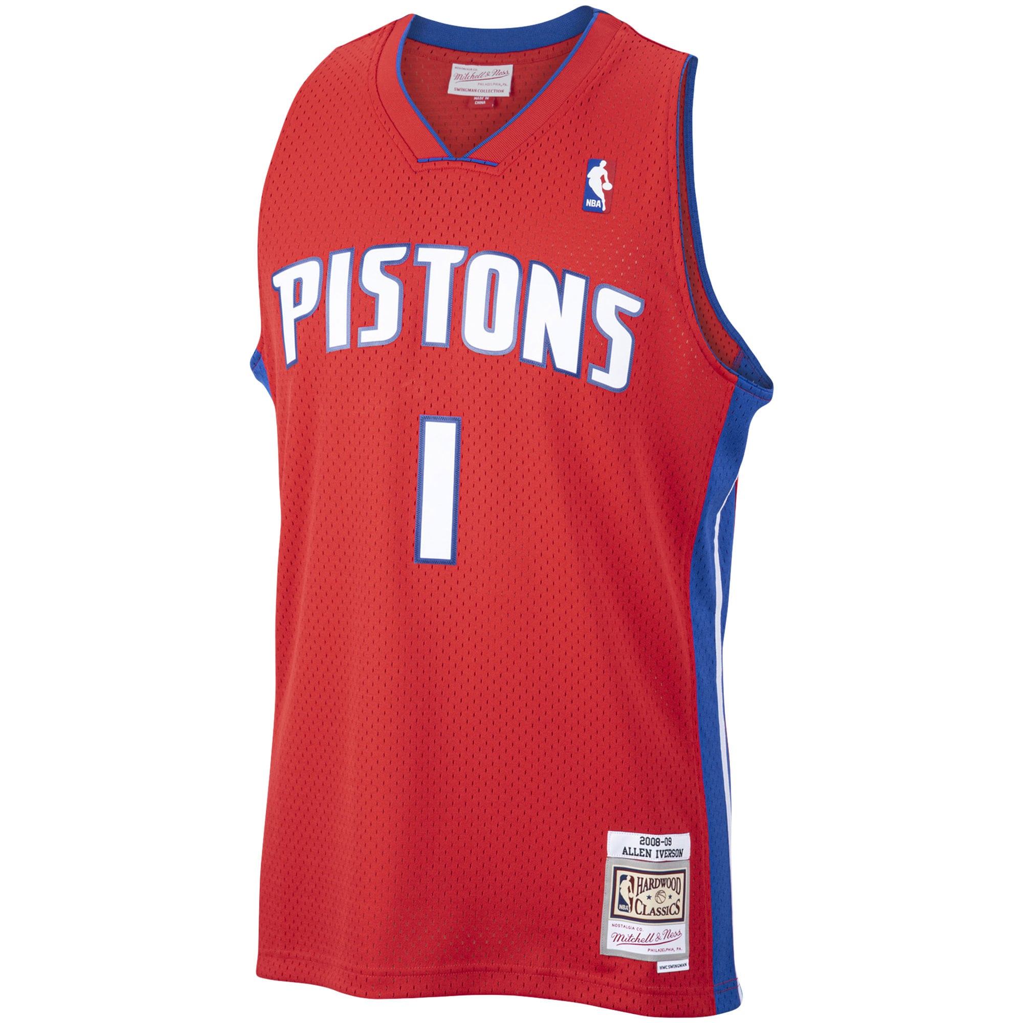 NBA men8217s detroit pistons allen iverson mitchell amp ness red 200809 hardwood classics swingman jersey Collection - Official Jerseys & Hats | NBA Store