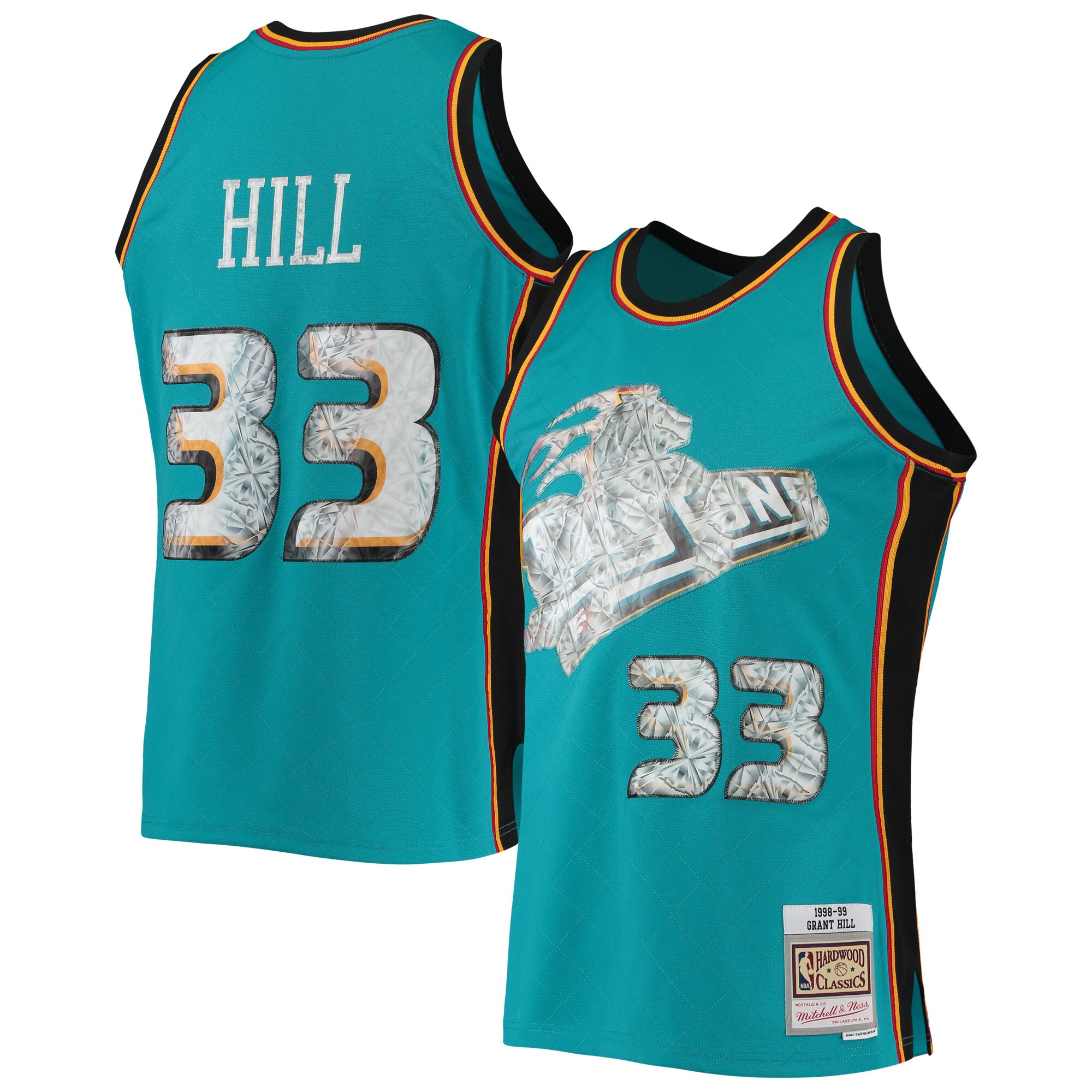 NBA men8217s detroit pistons grant hill mitchell amp ness teal 199899 hardwood classics nba 75th anniversary diamond swingman jersey Collection - Official Jerseys & Hats | NBA Store