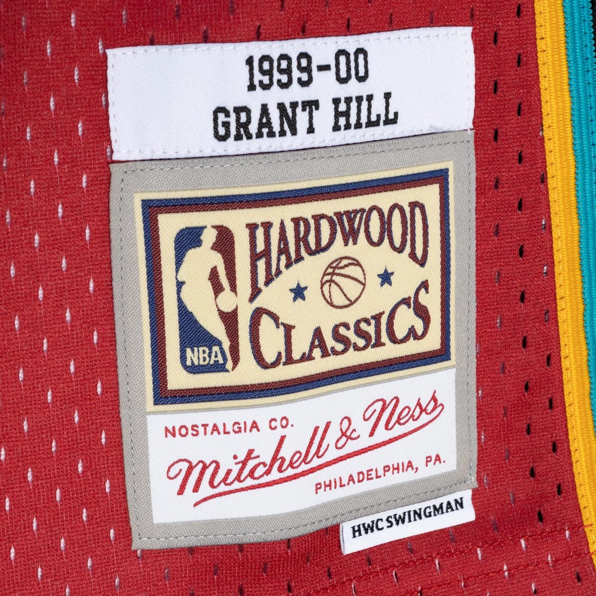 NBA men8217s detroit pistons grant hill mitchell amp ness tealred hardwood classics 199900 split swingman jersey Collection - Official Jerseys & Hats | NBA Store