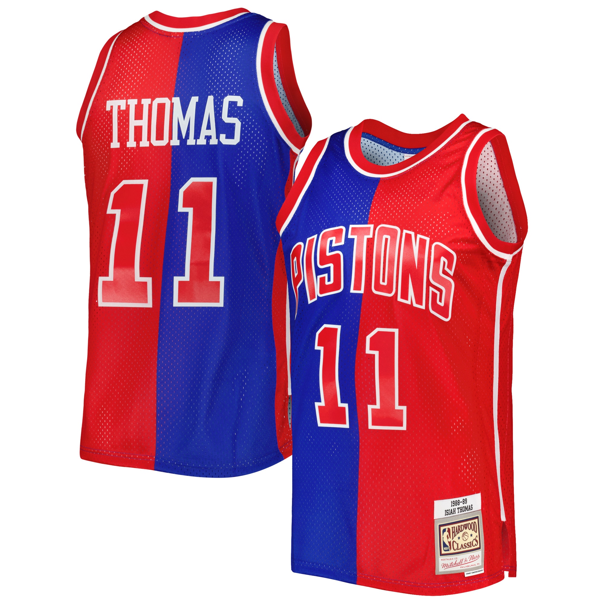 NBA men8217s detroit pistons isiah thomas mitchell amp ness bluered hardwood classics 198889 split swingman jersey Collection - Official Jerseys & Hats | NBA Store