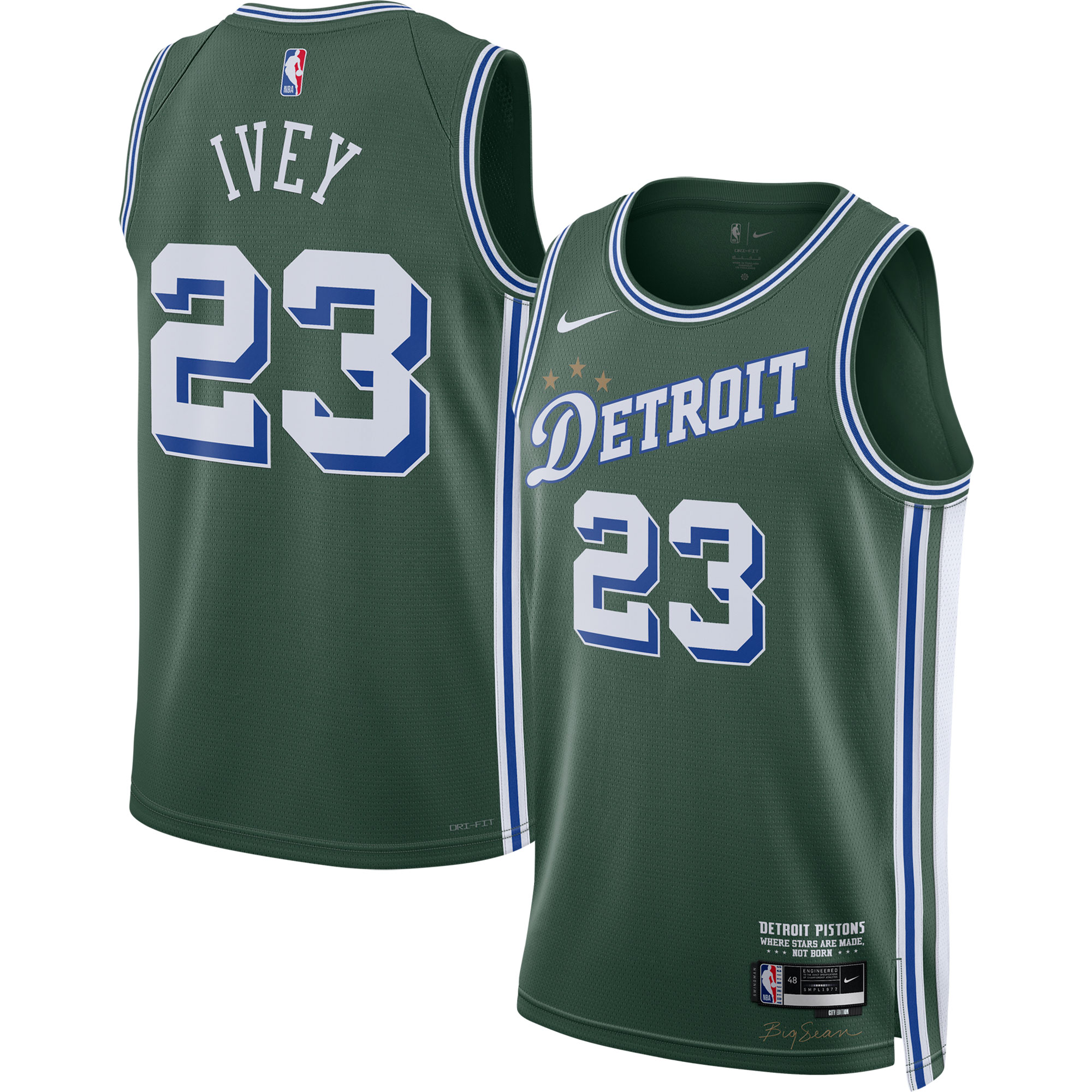 NBA men8217s detroit pistons jaden ivey nike green 202223 swingman jersey – city edition Collection - Official Jerseys & Hats | NBA Store