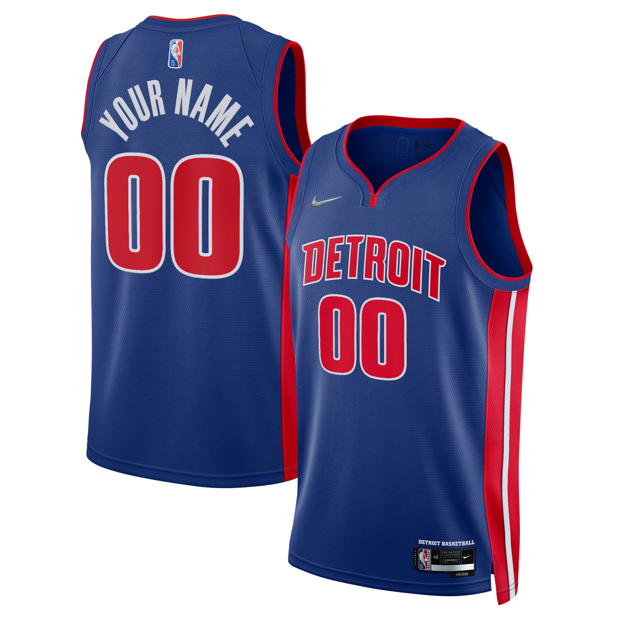 NBA men8217s detroit pistons nike blue 202122 diamond swingman custom jersey – icon edition Collection - Official Jerseys & Hats | NBA Store