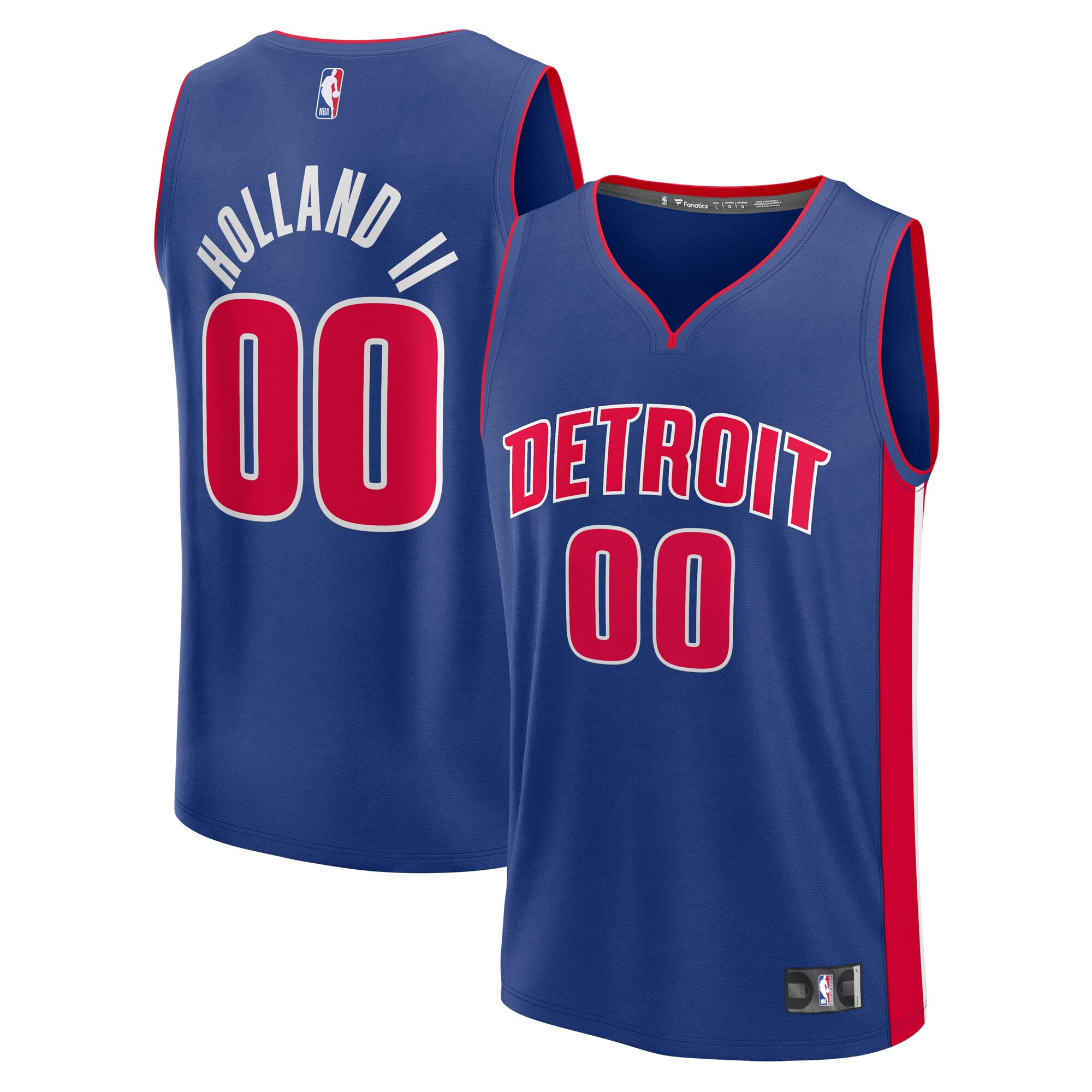 NBA men8217s detroit pistons ron holland ii fanatics blue fast break replica player jersey – icon edition Collection - Official Jerseys & Hats | NBA Store