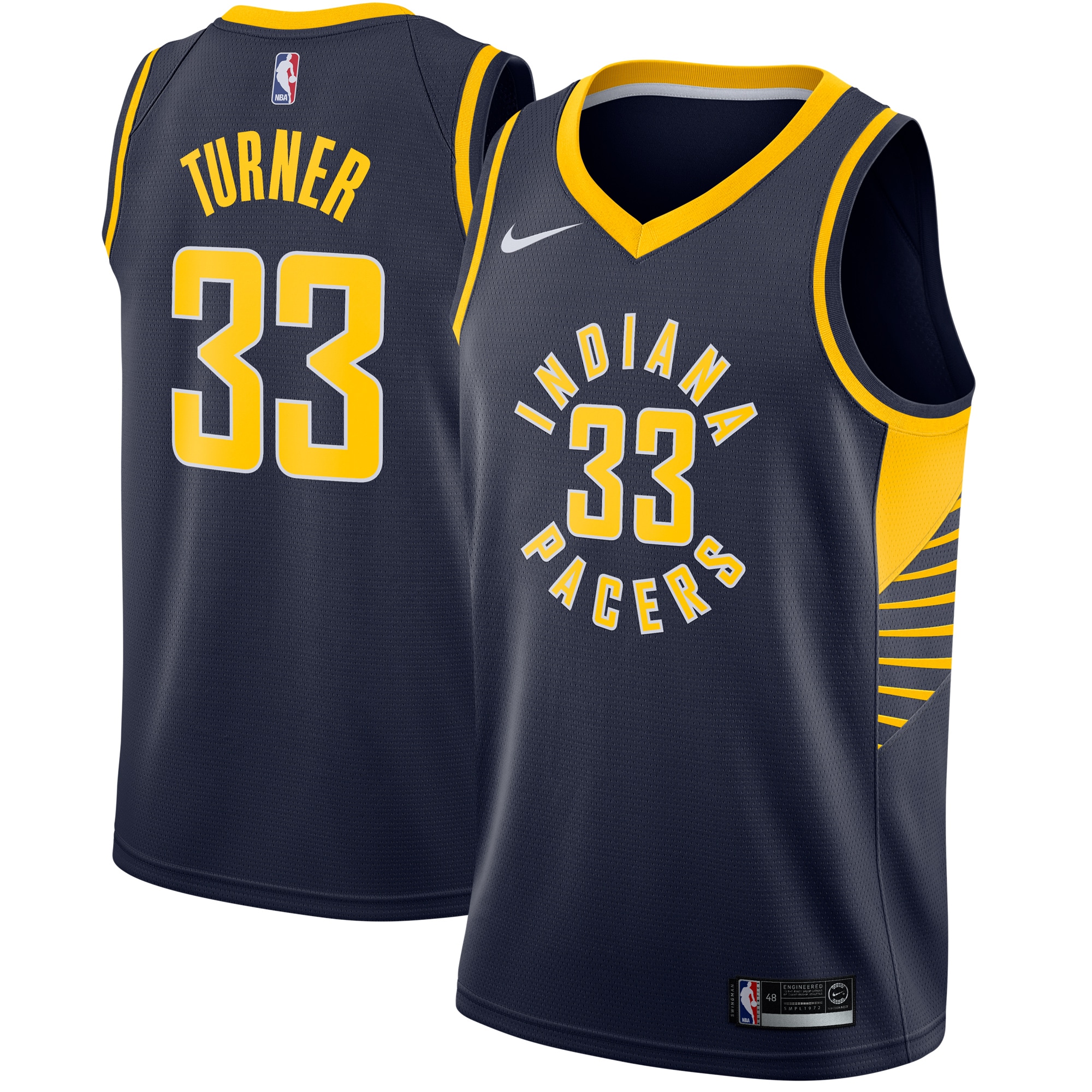 NBA men8217s indiana pacers myles turner nike navy swingman jersey – icon edition Collection - Official Jerseys & Hats | NBA Store