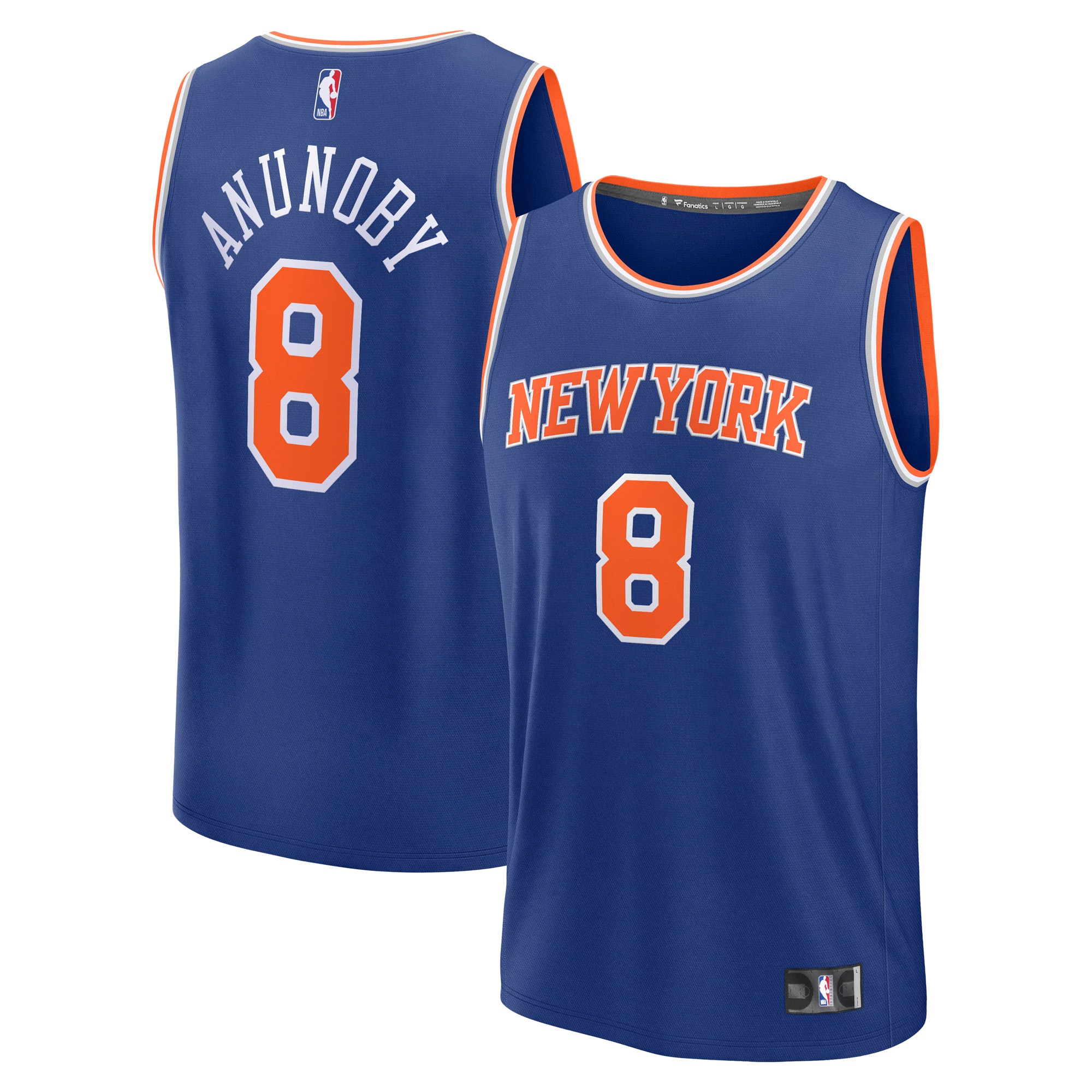 NBA men8217s new york knicks og anunoby fanatics blue fast break replica player jersey – icon edition Collection - Official Jerseys & Hats | NBA Store