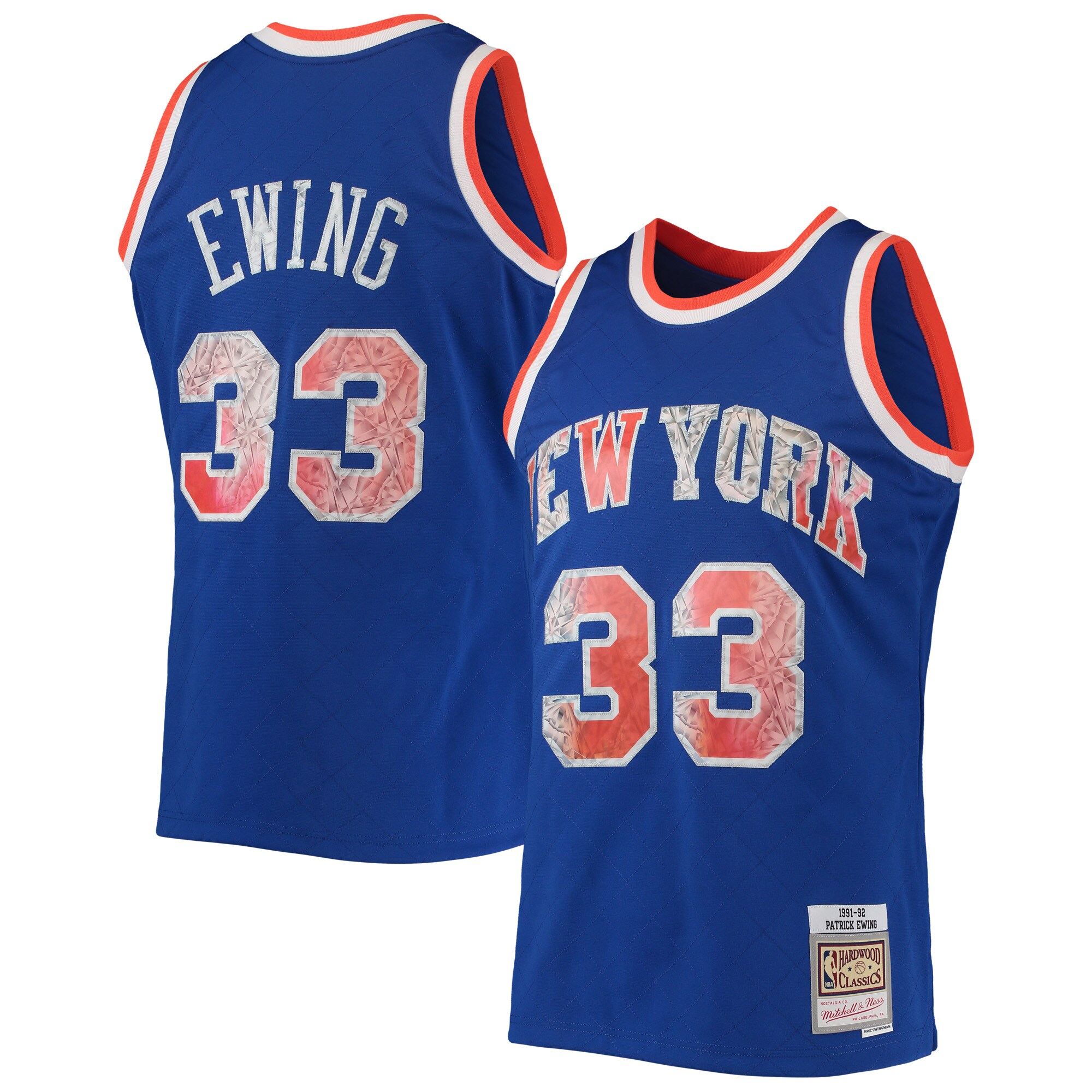 NBA men8217s new york knicks patrick ewing mitchell amp ness blue 199192 hardwood classics nba 75th anniversary diamond swingman jersey Collection - Official Jerseys & Hats | NBA Store