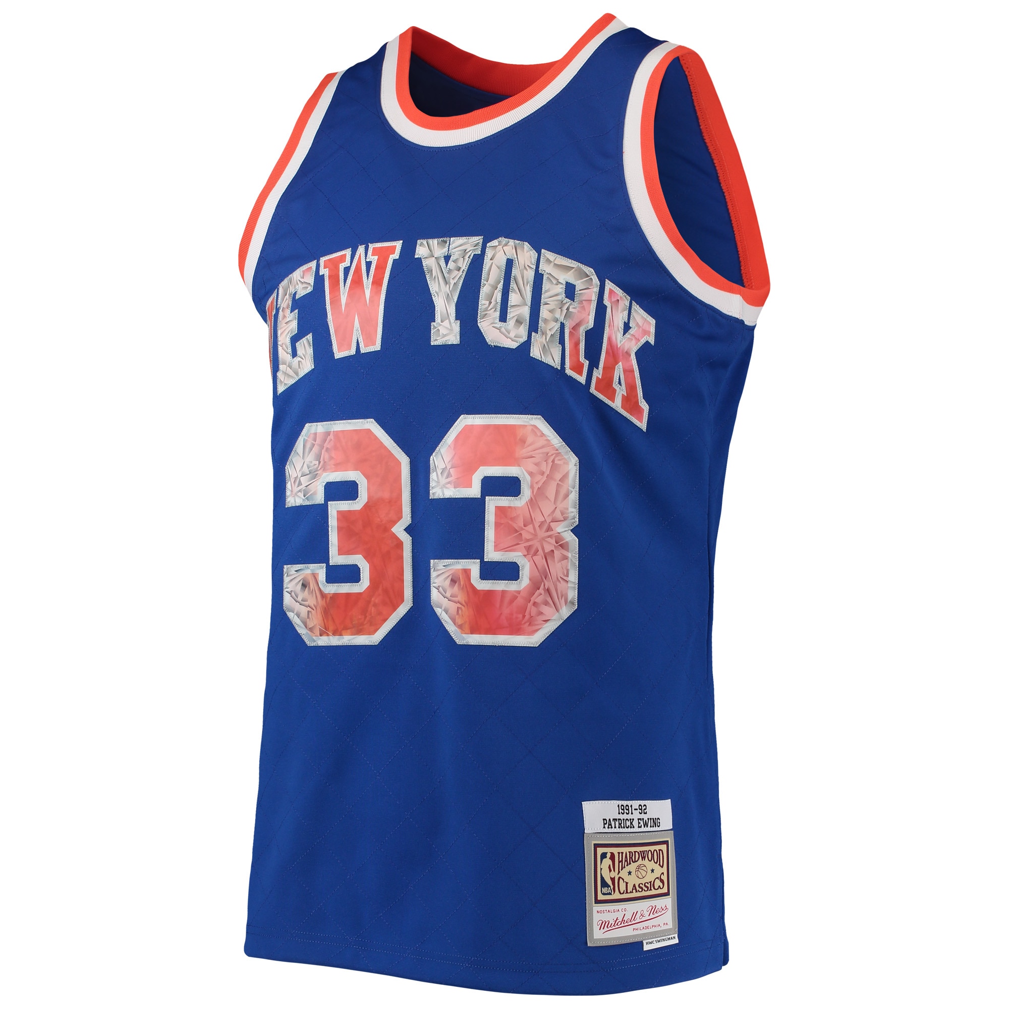 NBA men8217s new york knicks patrick ewing mitchell amp ness blue 199192 hardwood classics nba 75th anniversary diamond swingman jersey Collection - Official Jerseys & Hats | NBA Store