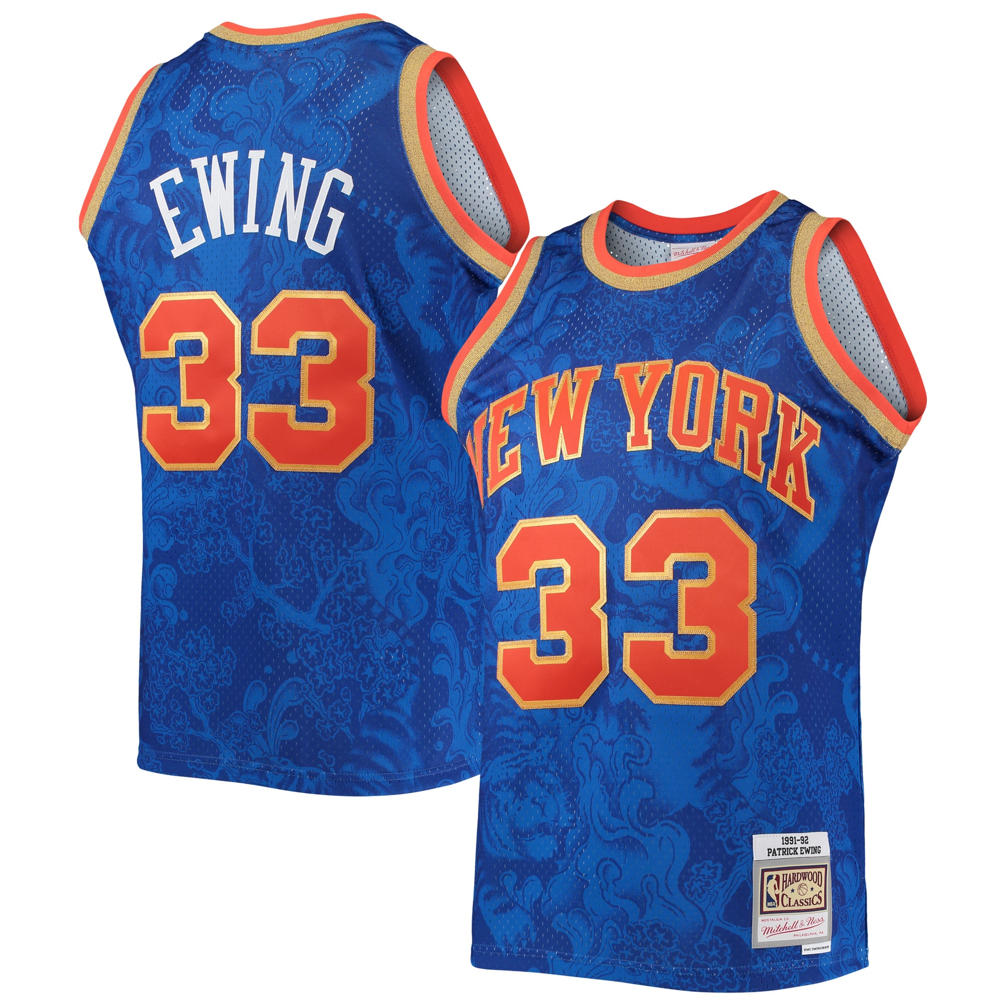 NBA men8217s new york knicks patrick ewing mitchell amp ness blue hardwood classics 199192 lunar new year swingman jersey Collection - Official Jerseys & Hats | NBA Store