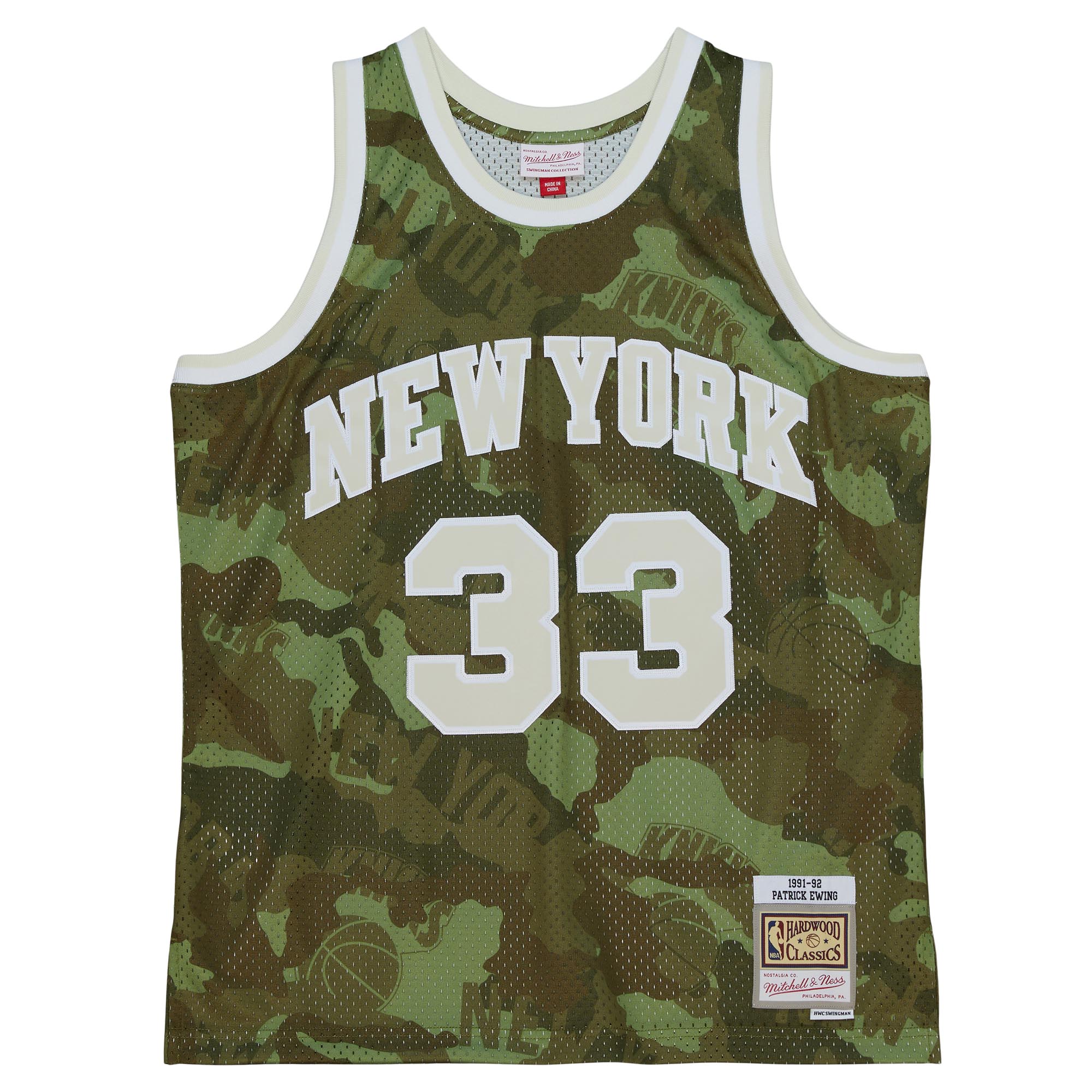 NBA men8217s new york knicks patrick ewing mitchell amp ness camo hardwood classics 199192 ghost green swingman jersey Collection - Official Jerseys & Hats | NBA Store