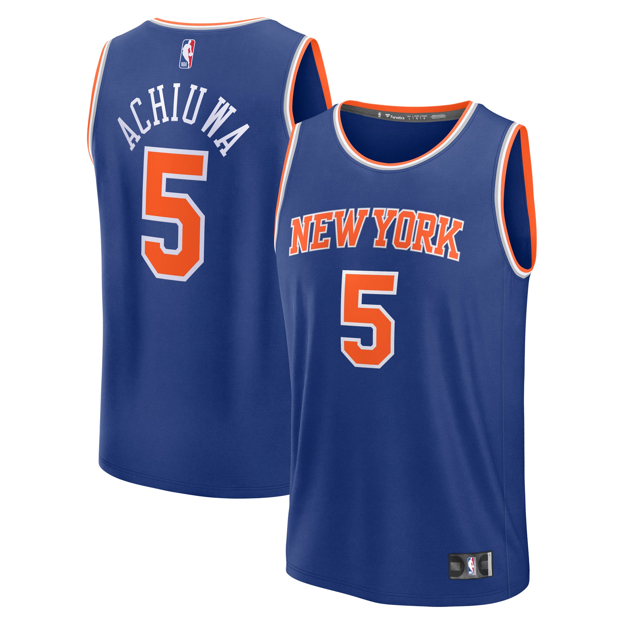 NBA men8217s new york knicks precious achiuwa fanatics blue fast break replica player jersey – icon edition Collection - Official Jerseys & Hats | NBA Store