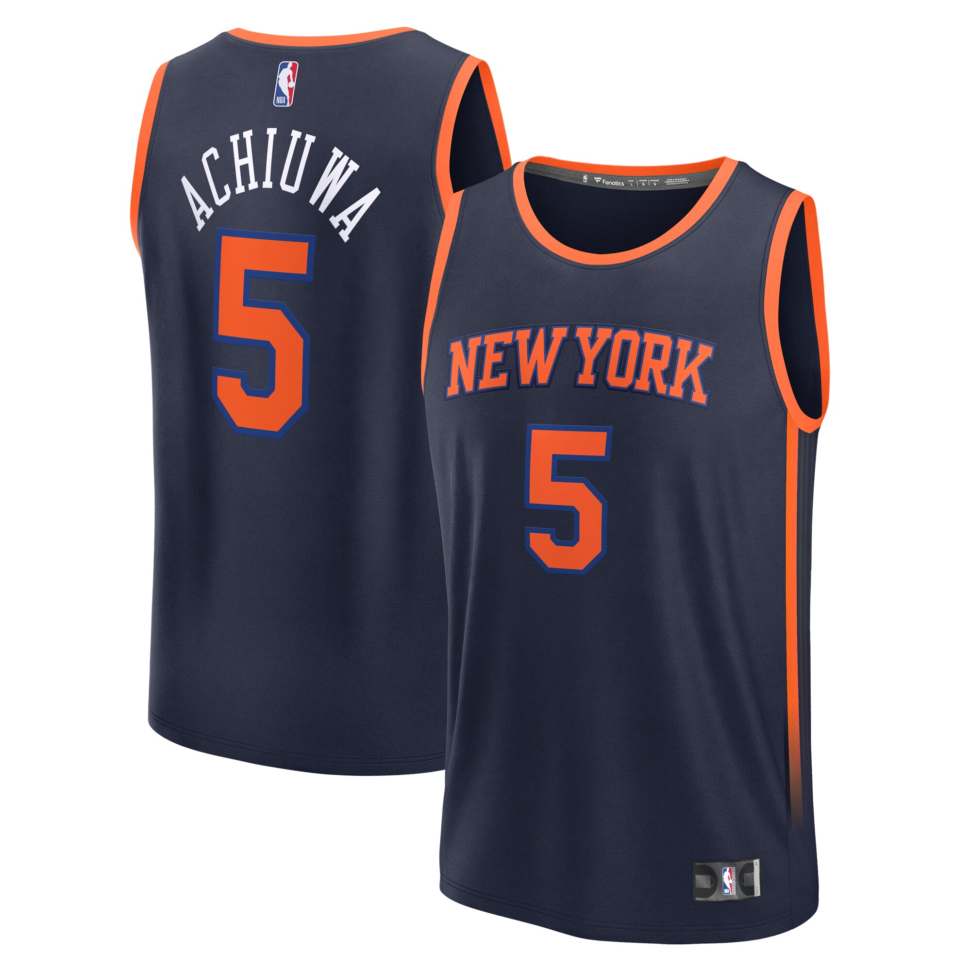 NBA men8217s new york knicks precious achiuwa fanatics navy fast break player jersey – statement edition Collection - Official Jerseys & Hats | NBA Store