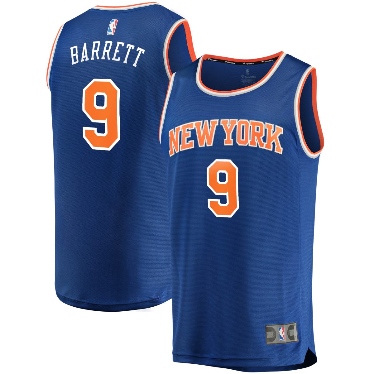 NBA men8217s new york knicks rj barrett fanatics blue replica fast break jersey – icon edition Collection - Official Jerseys & Hats | NBA Store