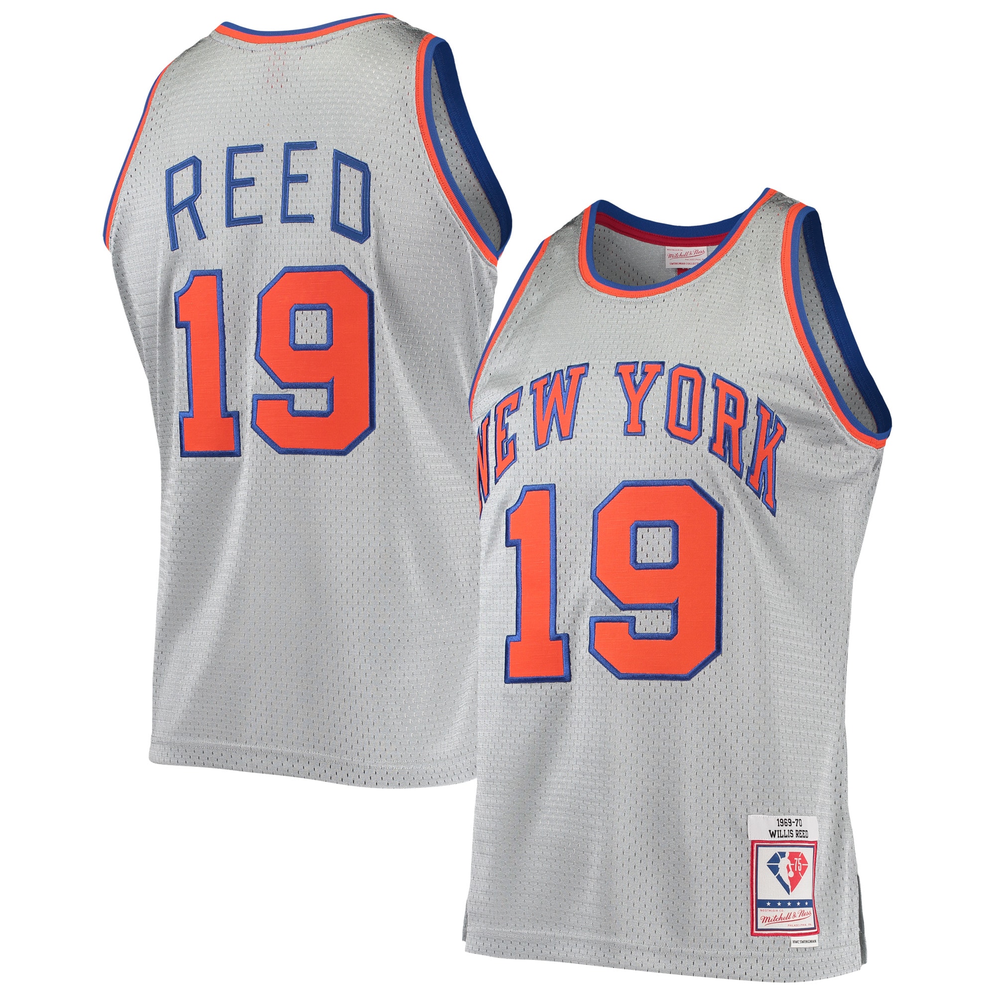 NBA men8217s new york knicks willis reed silver mitchell amp ness 75th anniversary 196970 hardwood classics swingman jersey Collection - Official Jerseys & Hats | NBA Store