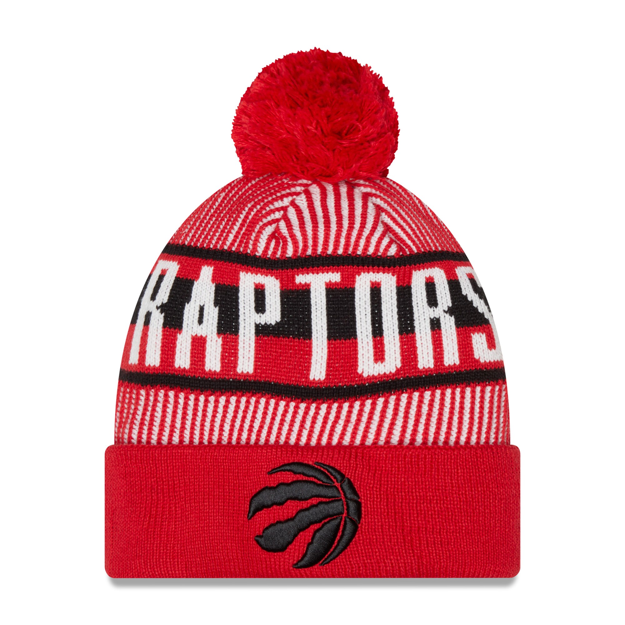 NBA men8217s toronto raptors new era red striped cuffed pom knit hat Collection - Official Jerseys & Hats | NBA Store