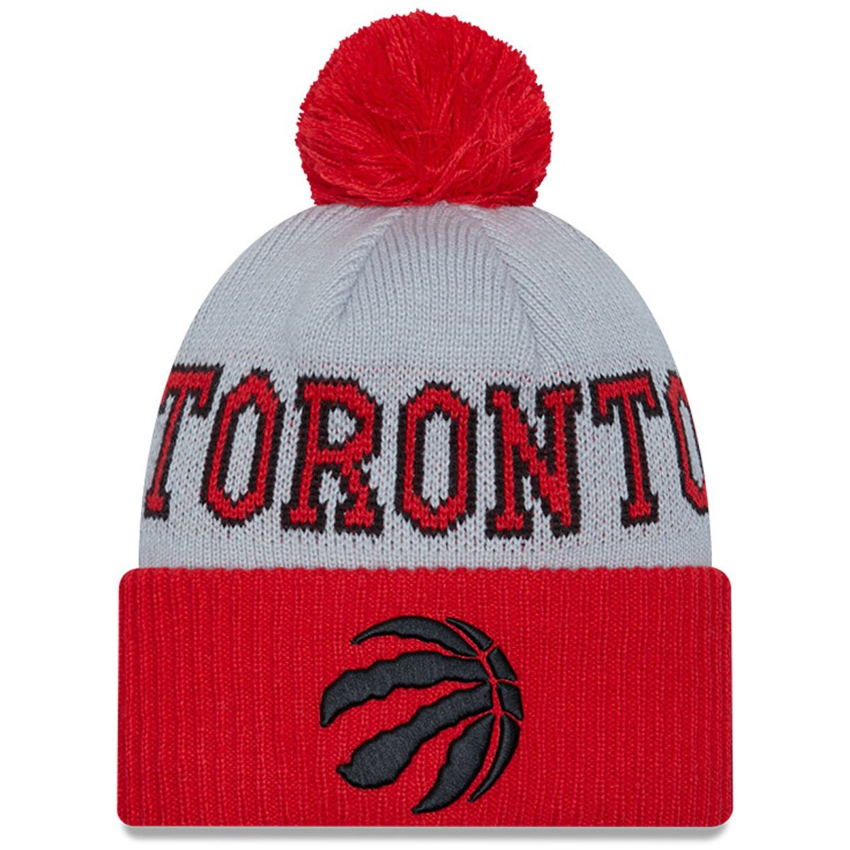 NBA men8217s toronto raptors new era redgray tip-off two-tone cuffed knit hat with pom Collection - Official Jerseys & Hats | NBA Store