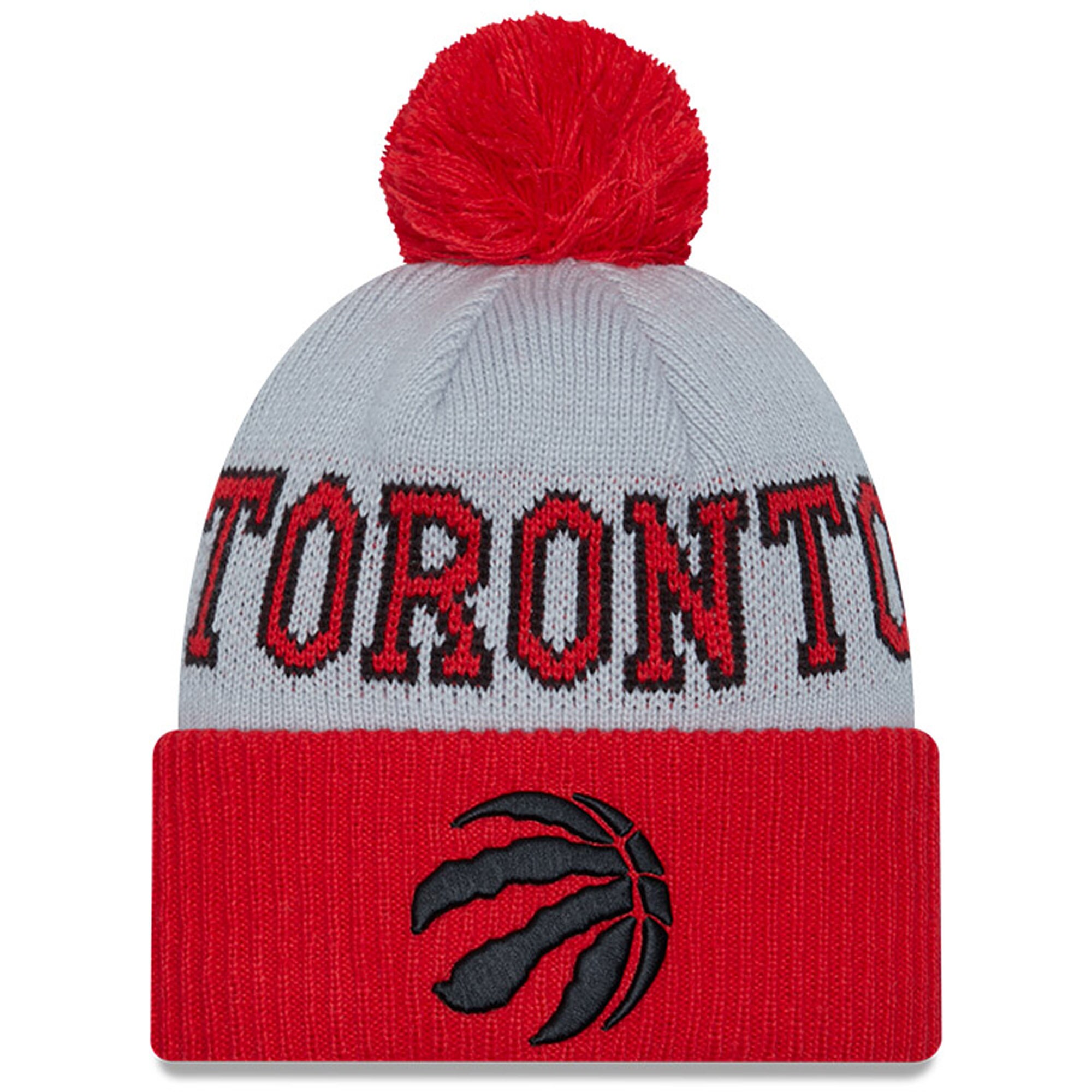 NBA men8217s toronto raptors new era redgray tip-off two-tone cuffed knit hat with pom Collection - Official Jerseys & Hats | NBA Store