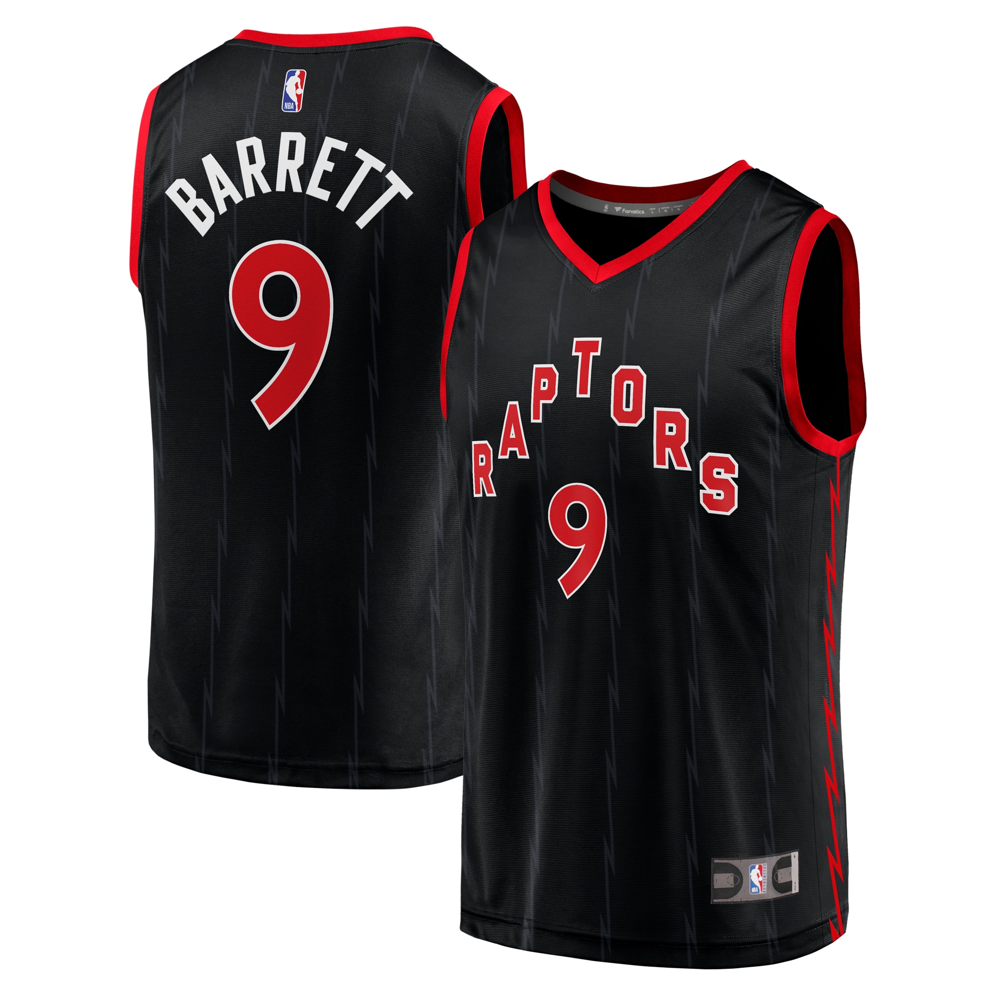 NBA men8217s toronto raptors rj barrett fanatics black fast break player jersey – statement edition Collection - Official Jerseys & Hats | NBA Store